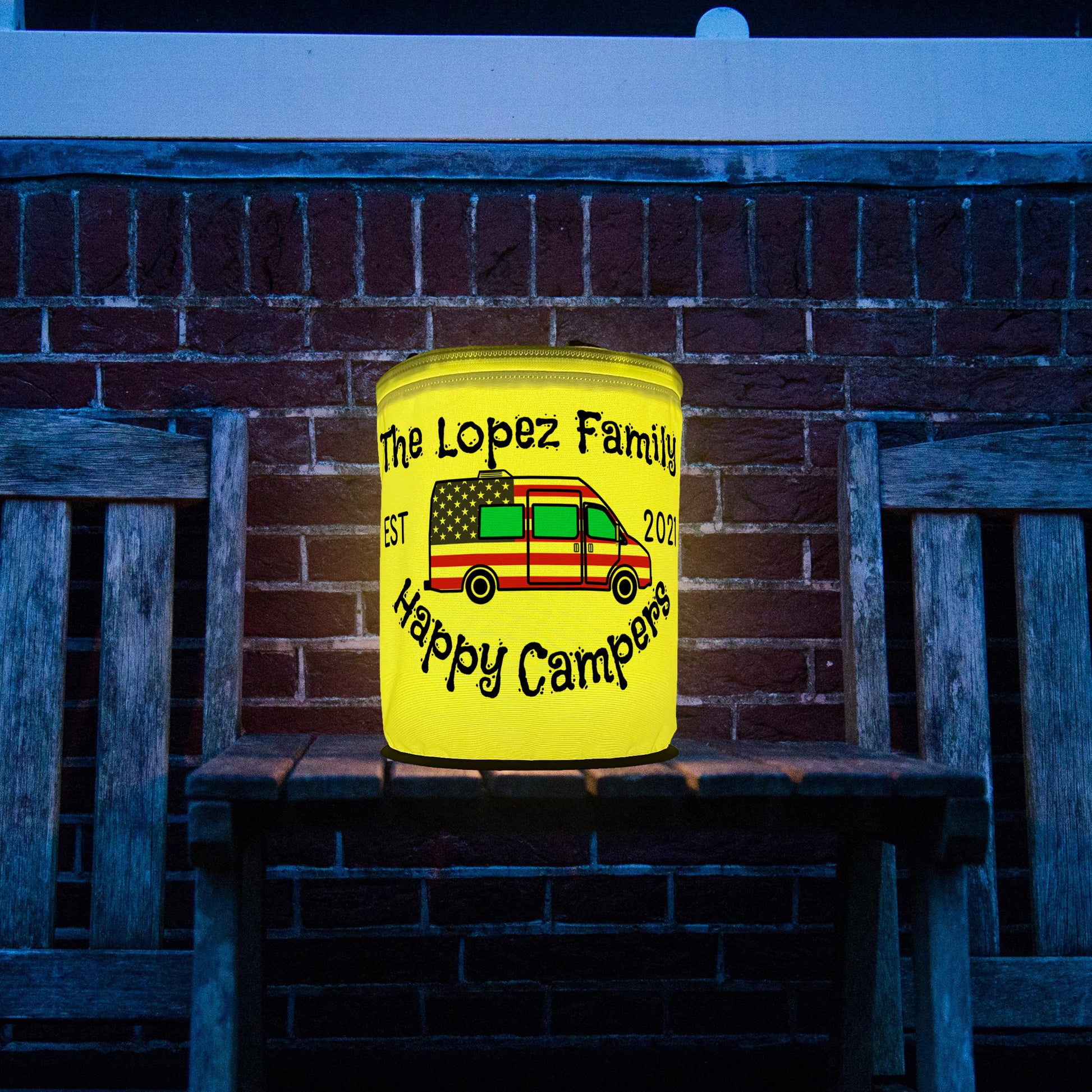 Happy Campers Patriotic Color Changing Lantern Pop-Up Tent Trailer