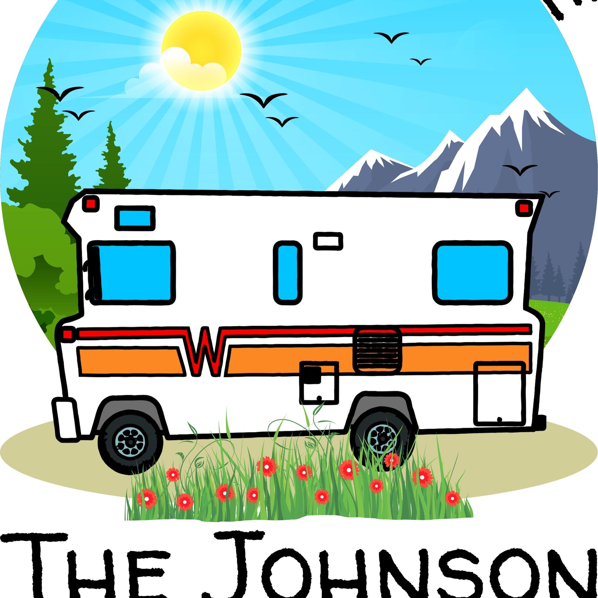 This is How We Roll, Personalized Vintage Garden Flag with Vintage Winnebago