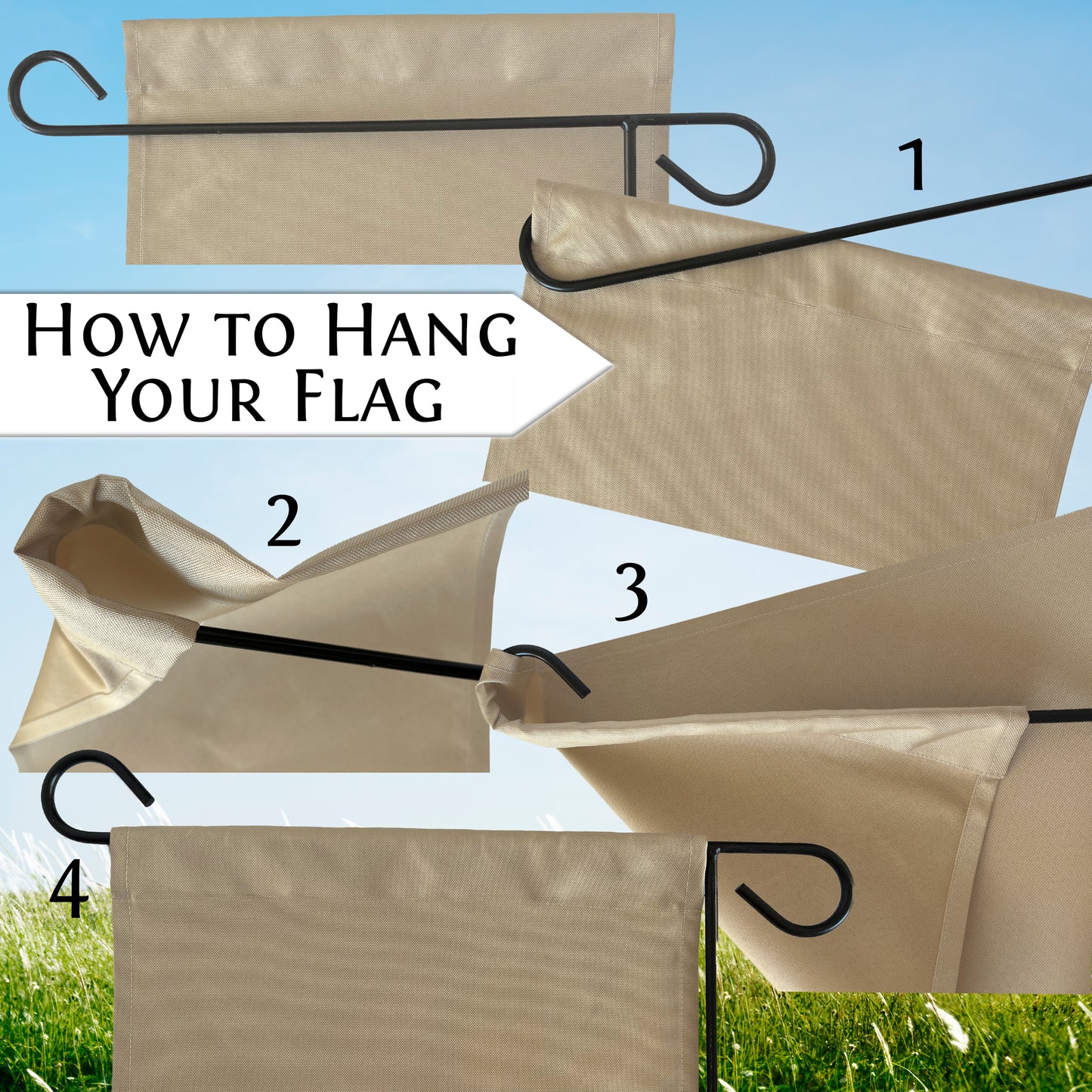 We Can Pop Up Anywhere Personalized Campsite Flag with Pop up Camper or A-Frame on Tan Fabric