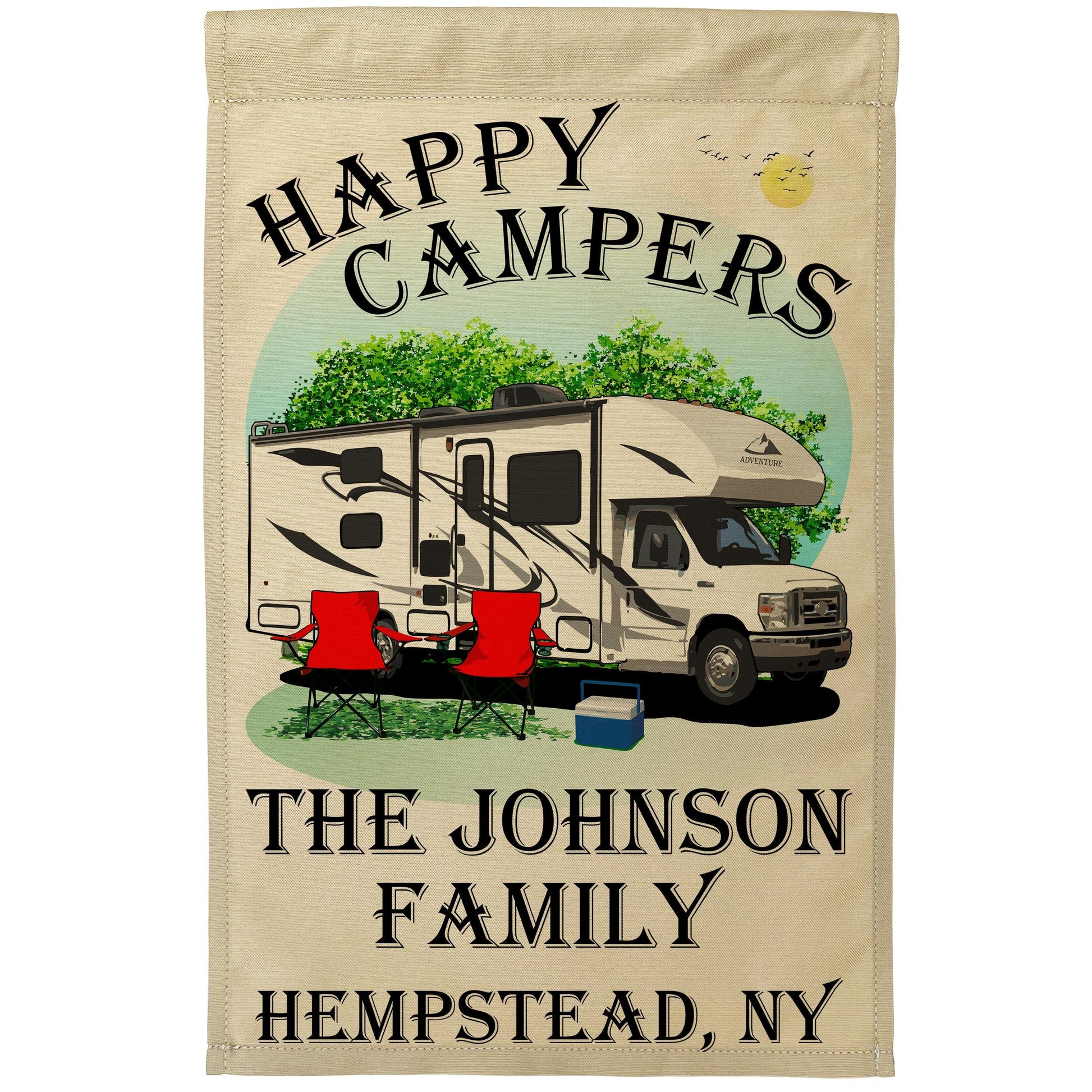 Happy Campers Personalized Class C Campsite Flag