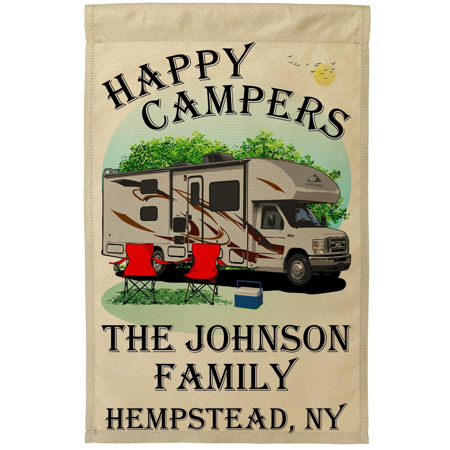 Happy Campers Personalized Class C Campsite Flag