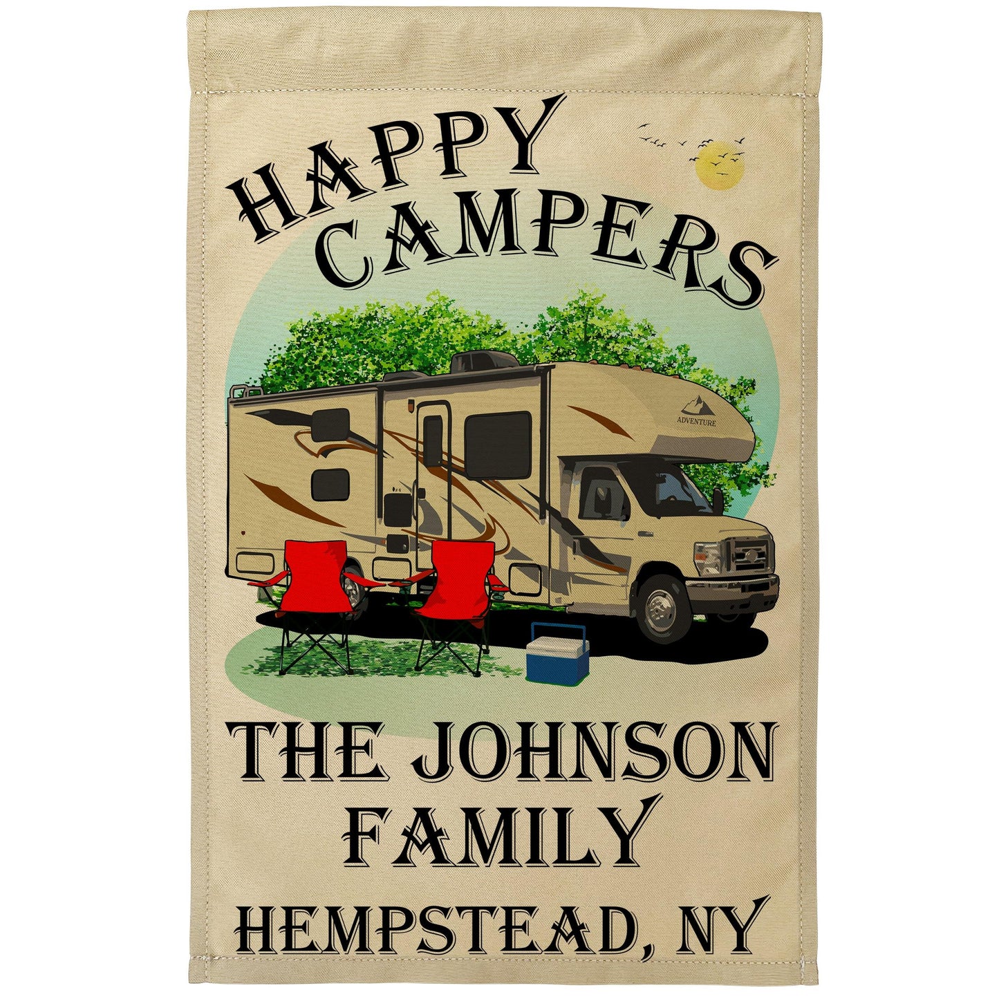 Happy Campers Personalized Class C Campsite Flag