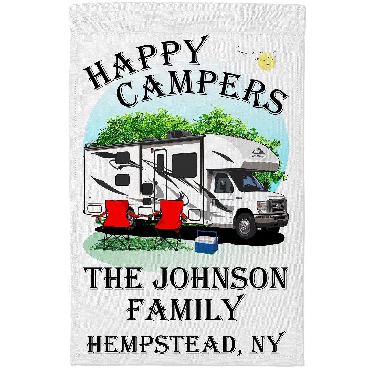 Happy Campers Personalized Class C Campsite Flag