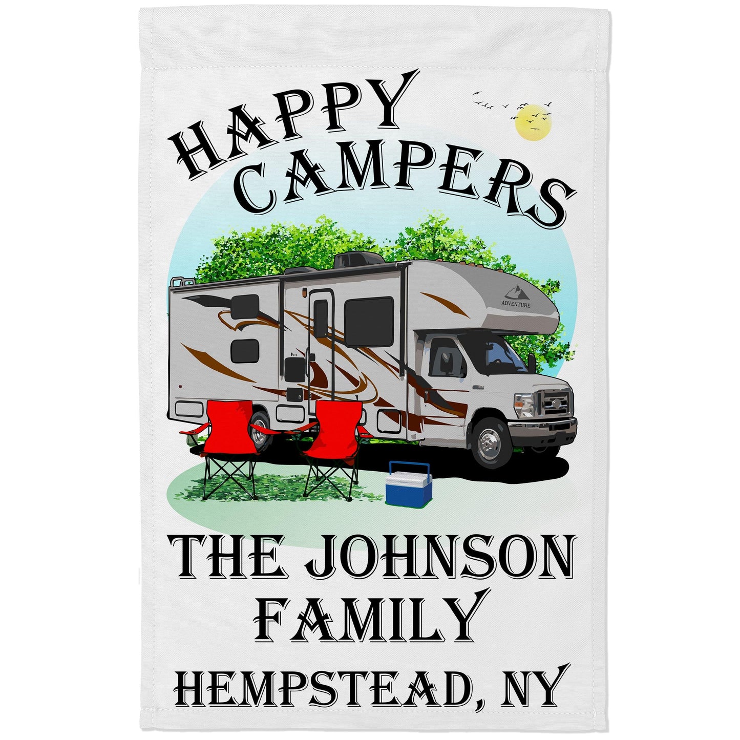 Happy Campers Personalized Class C Campsite Flag