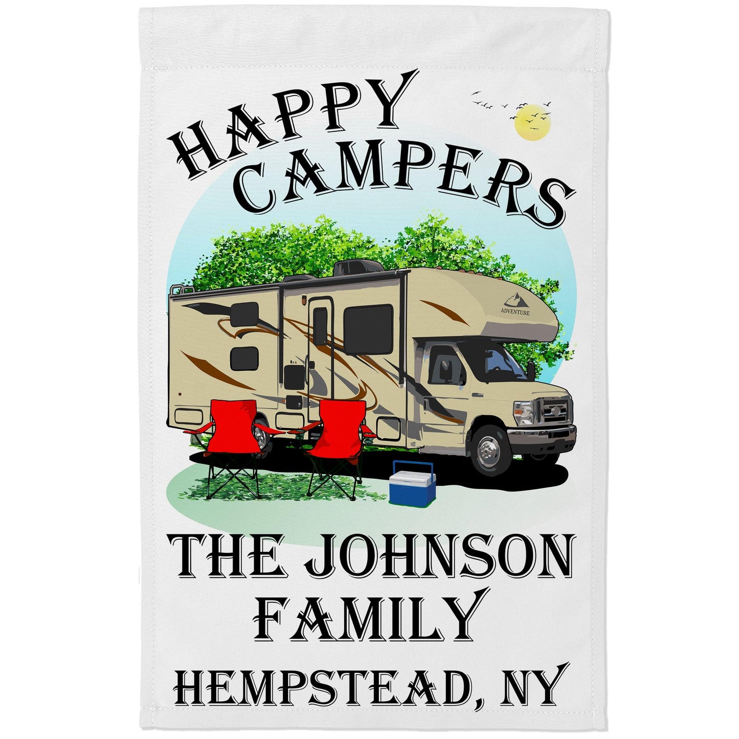 Happy Campers Personalized Class C Campsite Flag