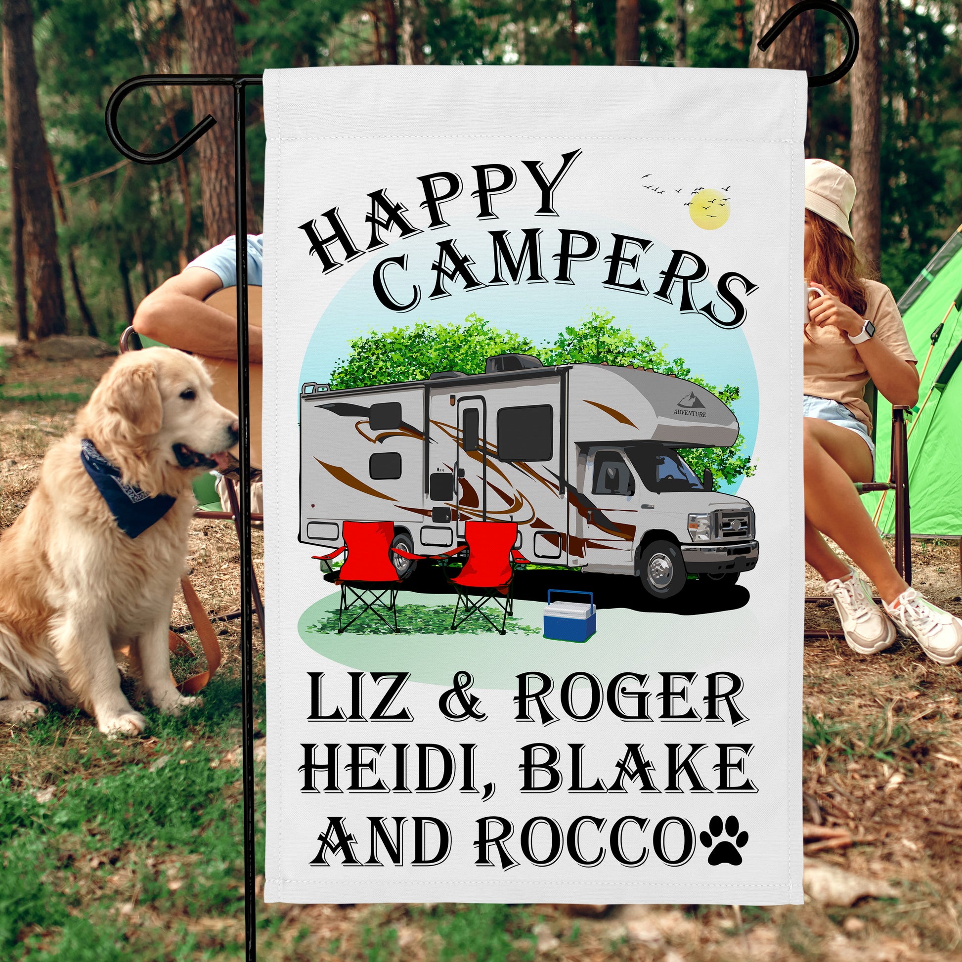 Happy Campers Personalized Class C Campsite Flag