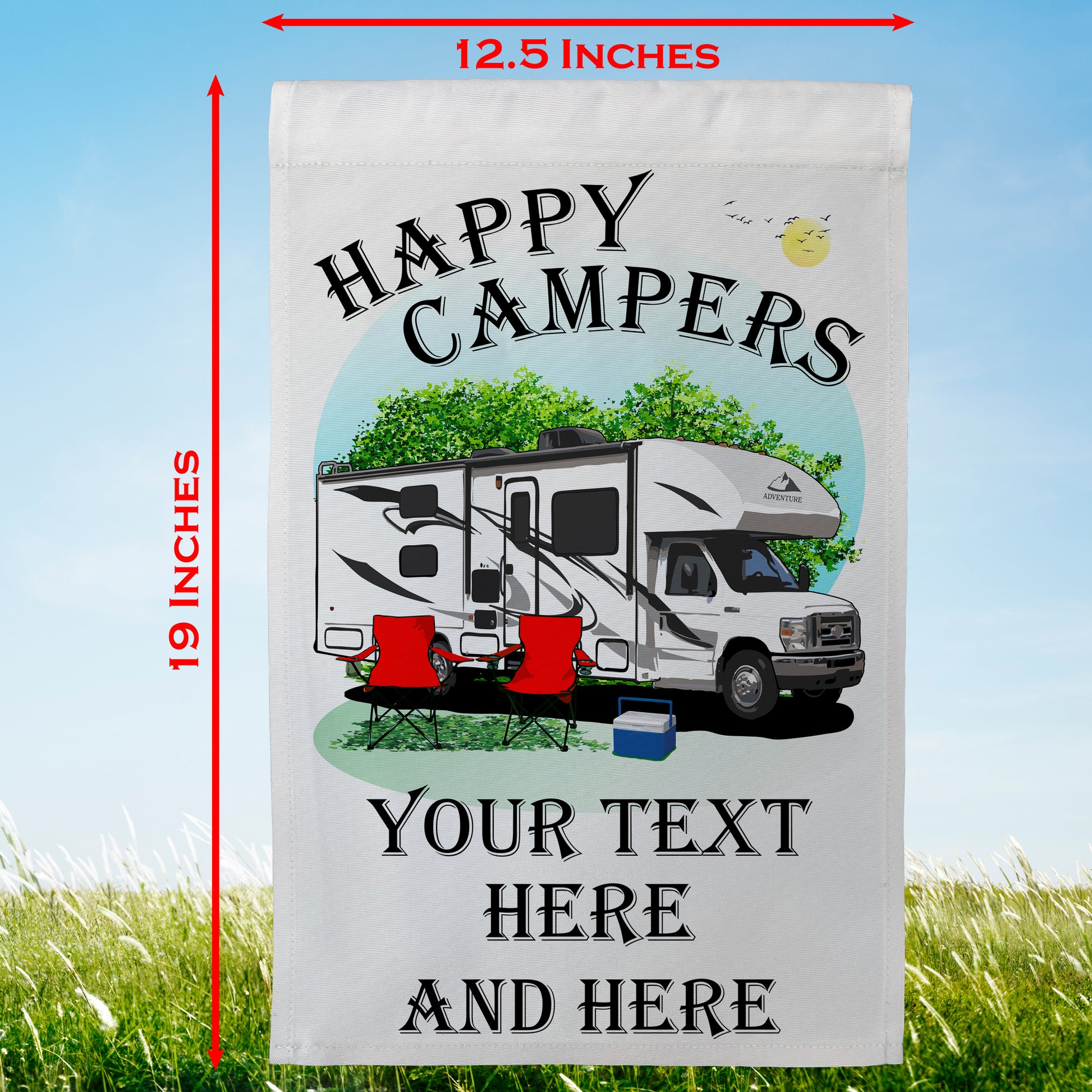 Happy Campers Personalized Class C Campsite Flag