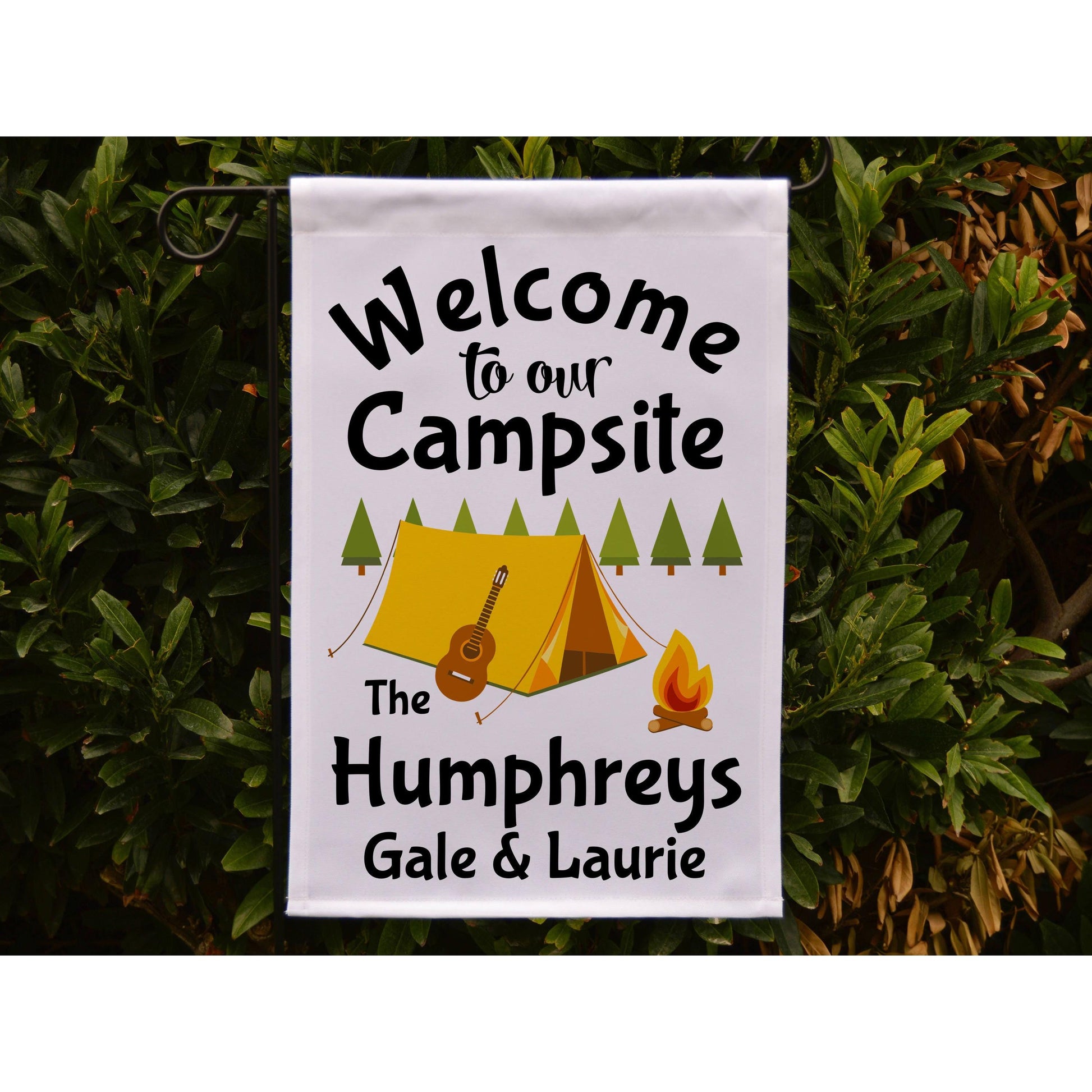 Welcome to our Campsite Personalized Camping Garden Flag, Camping Sign, Father's Day Gift, Tent Flag, Campground Decor, Camp Gift
