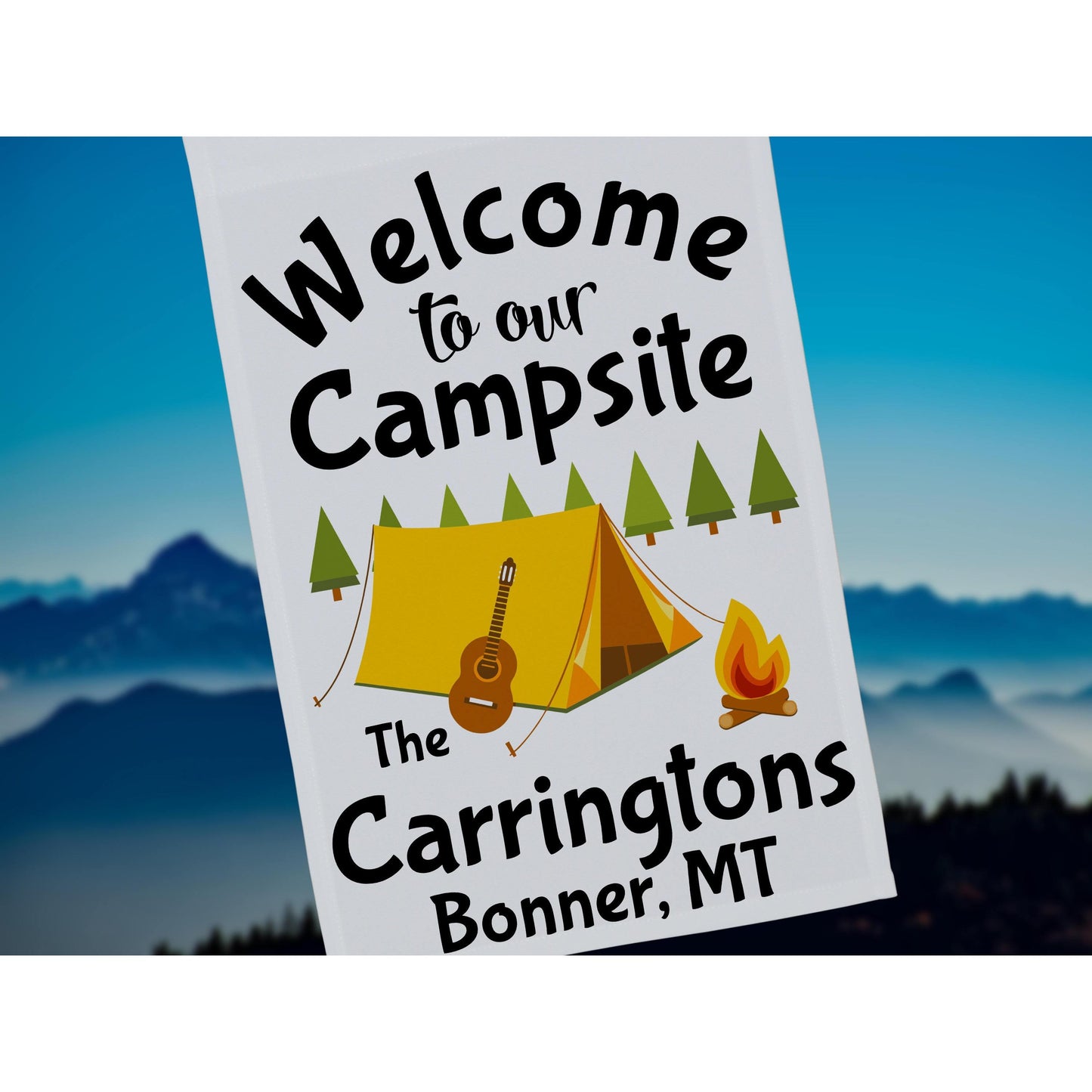 Welcome to our Campsite Personalized Camping Garden Flag, Camping Sign, Father's Day Gift, Tent Flag, Campground Decor, Camp Gift