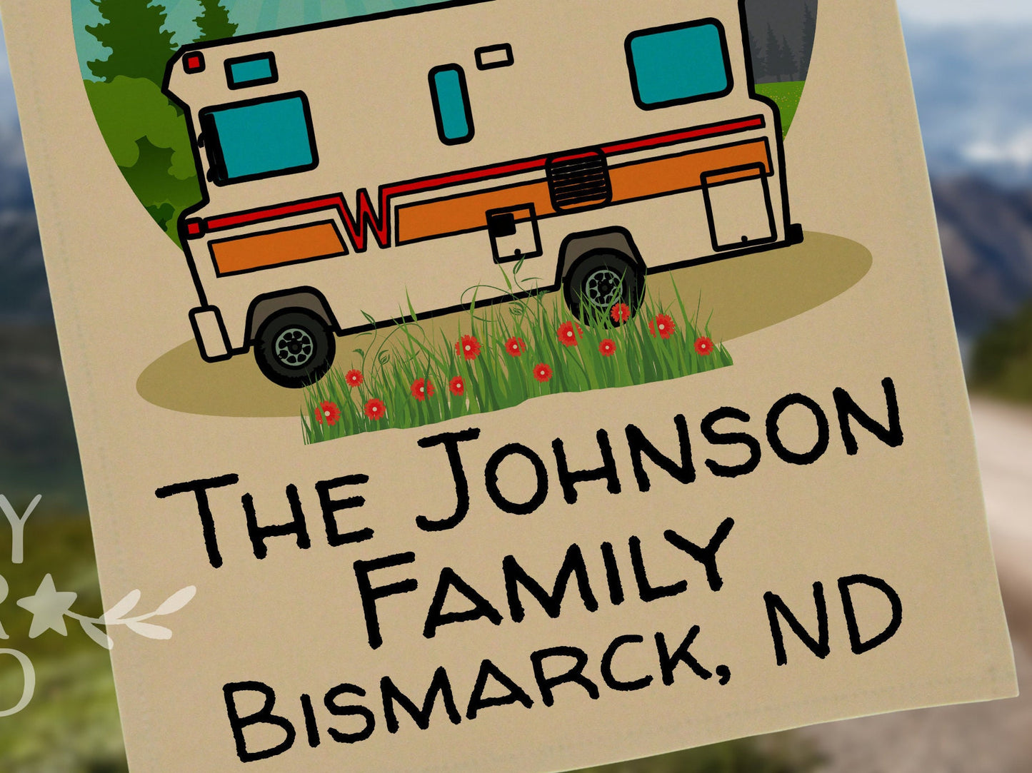 This is How We Roll, Personalized Vintage Garden Flag, Winnebago, Camping Sign, Camp Gift, Camp Decor, Motor home Flag, Tan or White Fabric