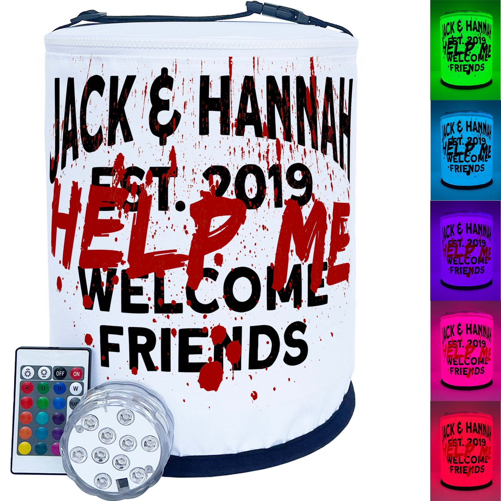 Written in Blood "Help Me" Color Changing LED Halloween Lantern