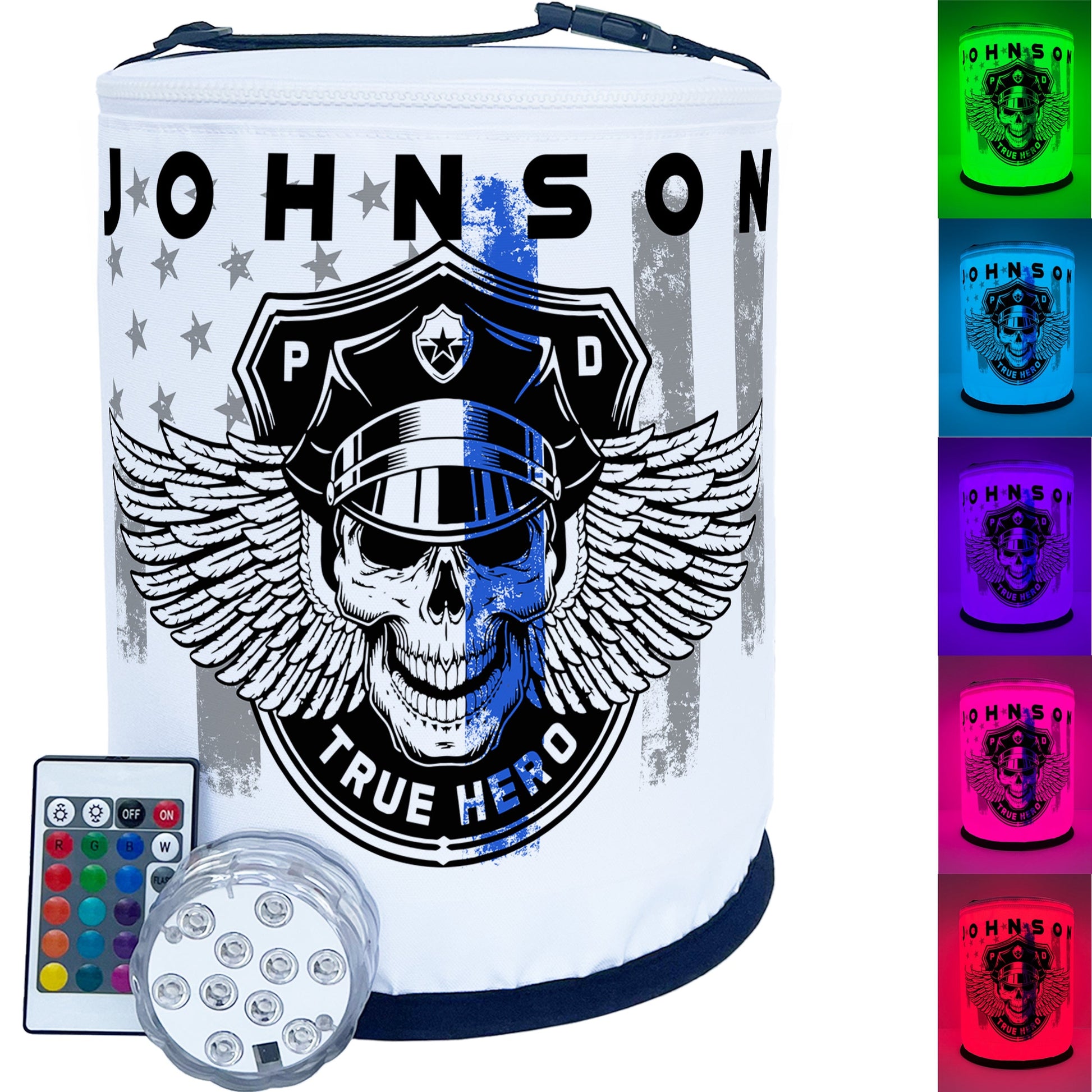 Thin Blue Line Winged Skull Police Officer LED Lantern