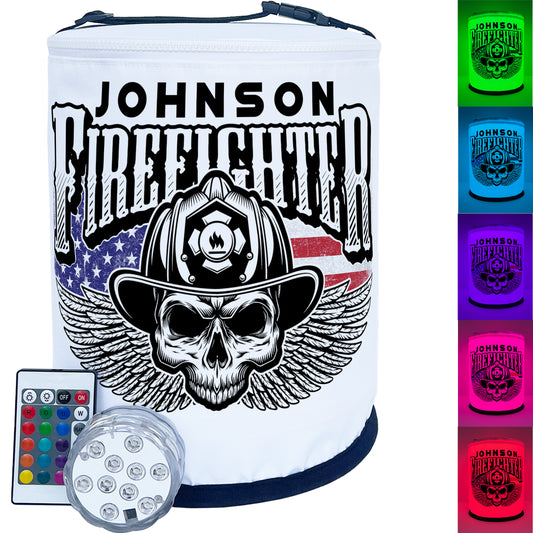 Winged Firefighter Skull Color Changing LED Lantern