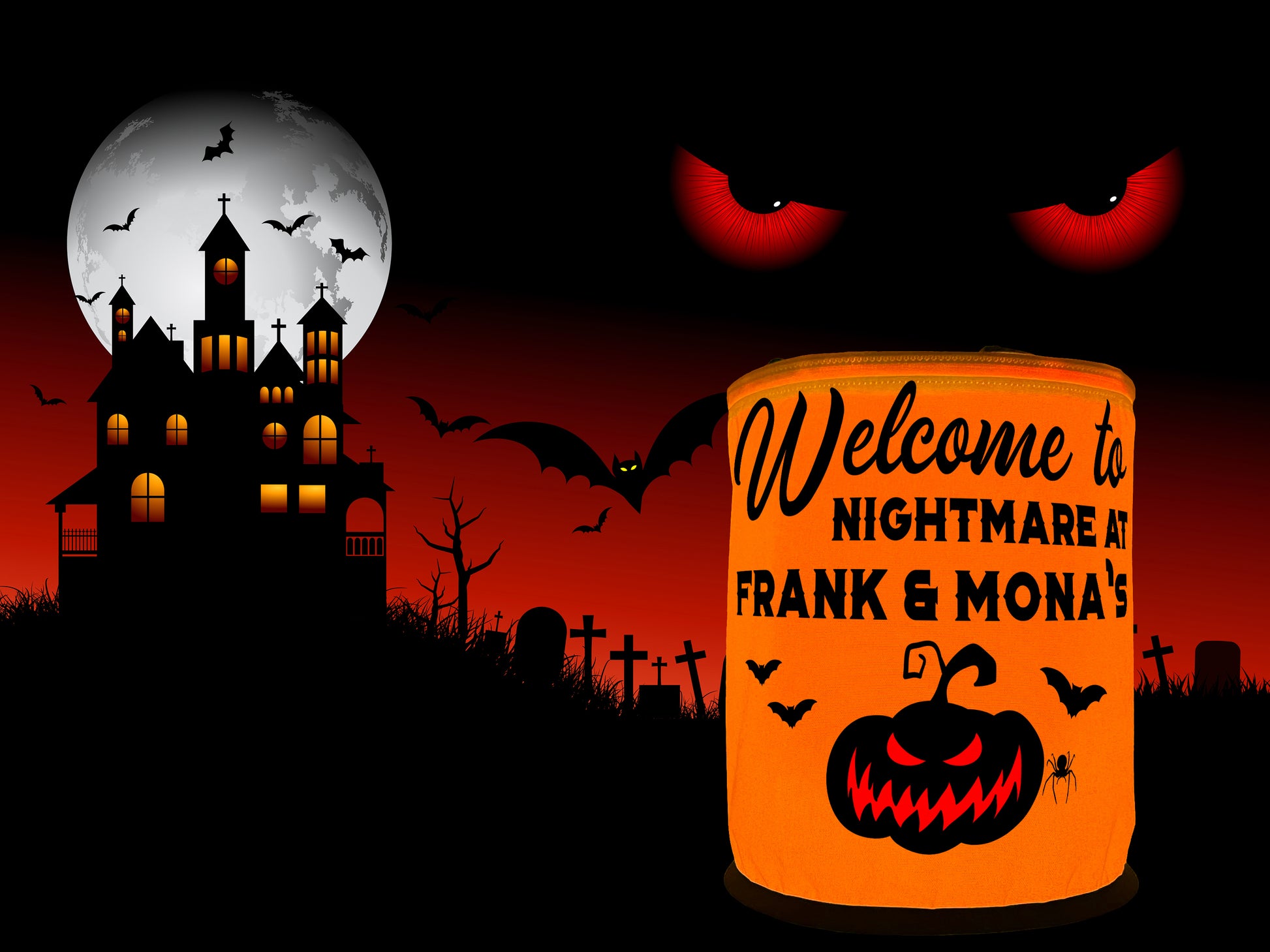 Welcome to Nightmare at Our House Halloween LED Lantern