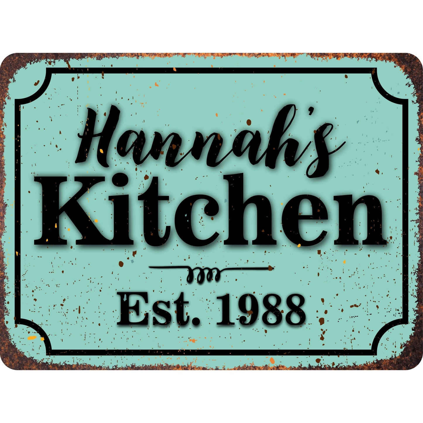 Kitchen Personalized Rustic Aluminum Sign With Distressed Look