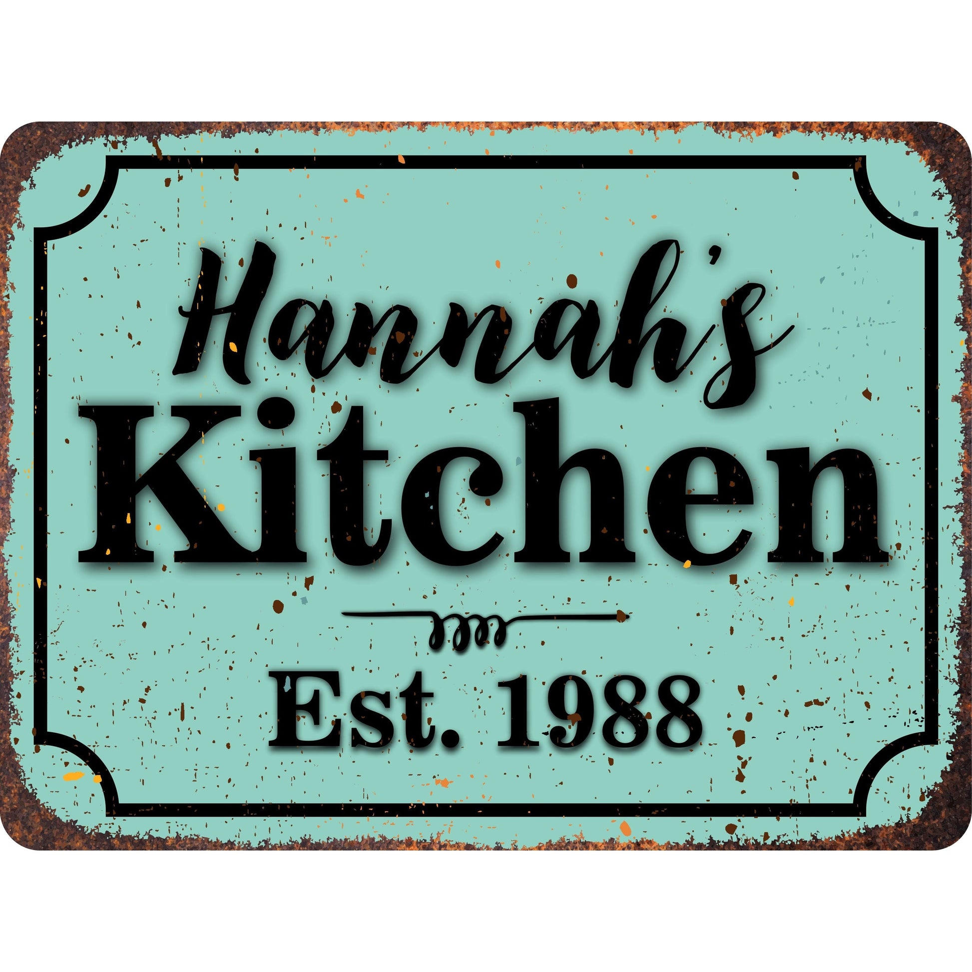Kitchen Personalized Rustic Aluminum Sign With Distressed Look