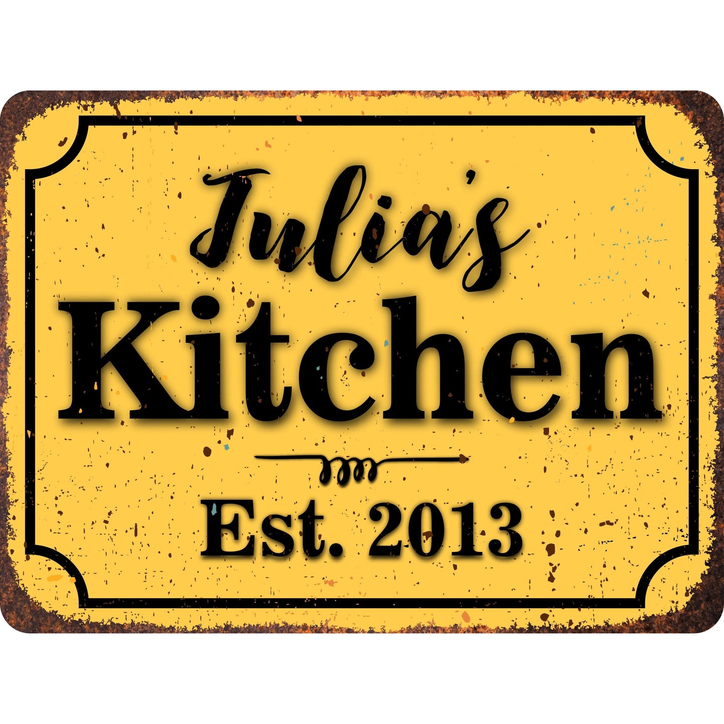Kitchen Personalized Rustic Aluminum Sign With Distressed Look