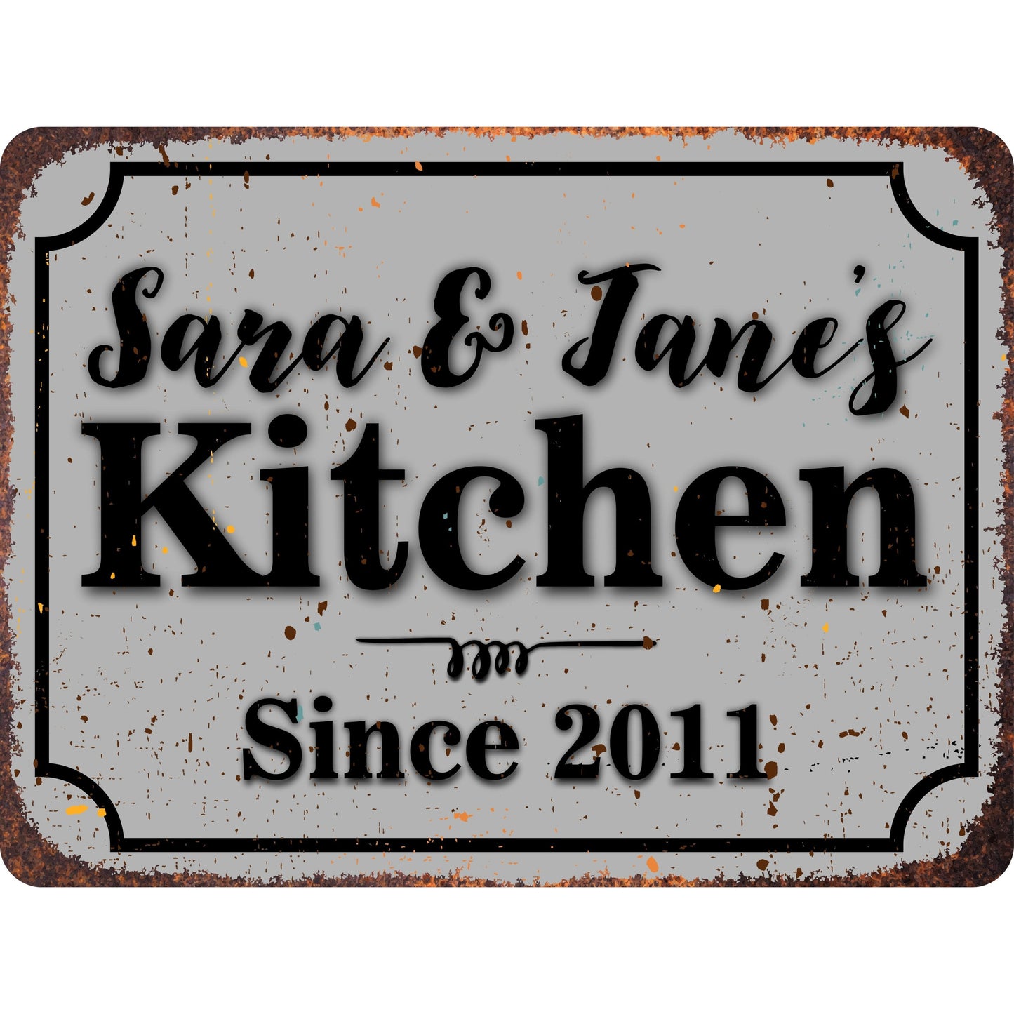 Kitchen Personalized Rustic Aluminum Sign With Distressed Look