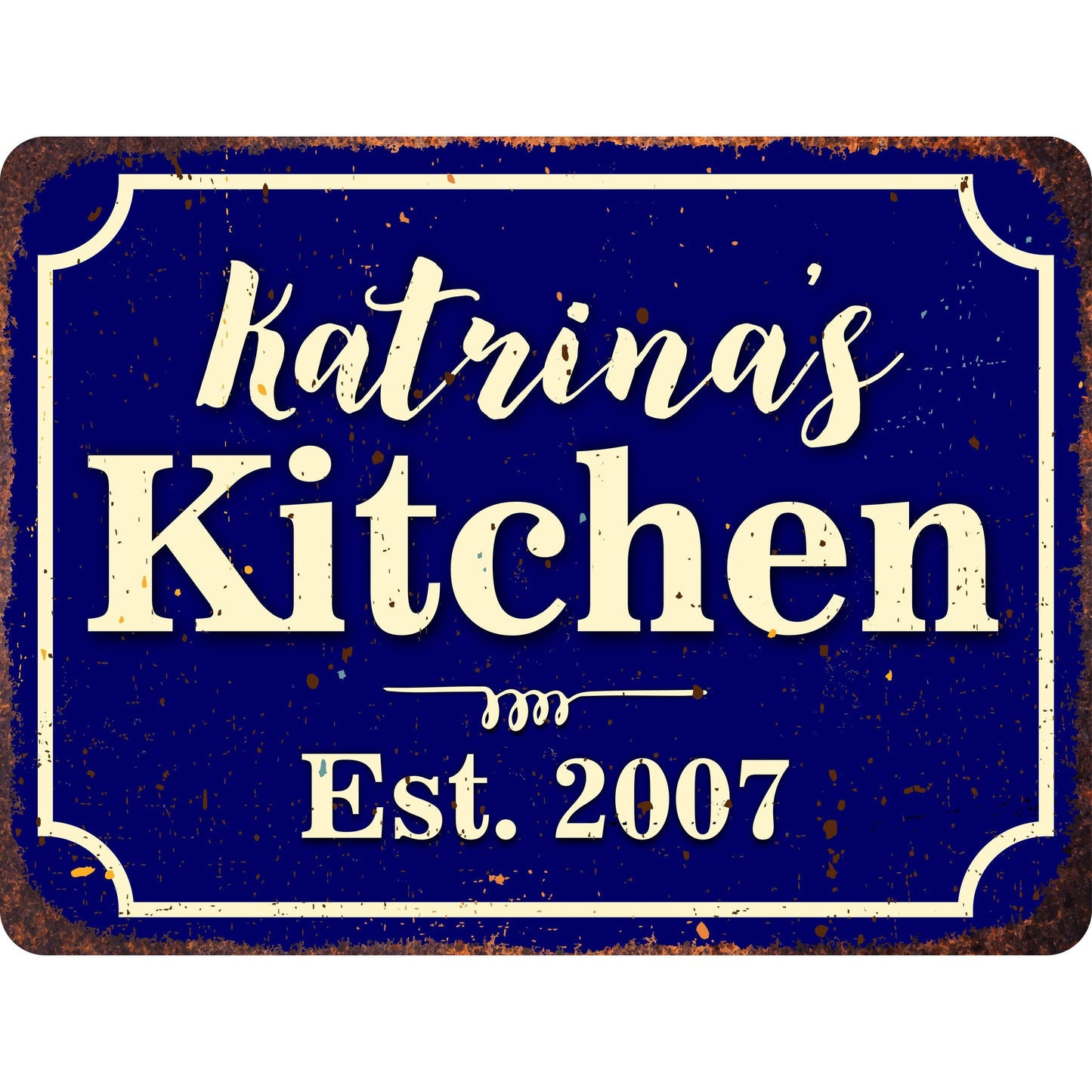 Kitchen Personalized Rustic Aluminum Sign With Distressed Look