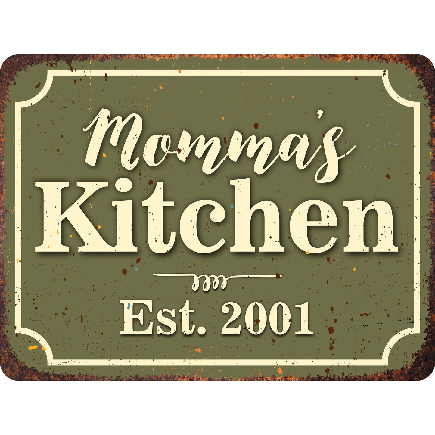 Kitchen Personalized Rustic Aluminum Sign With Distressed Look