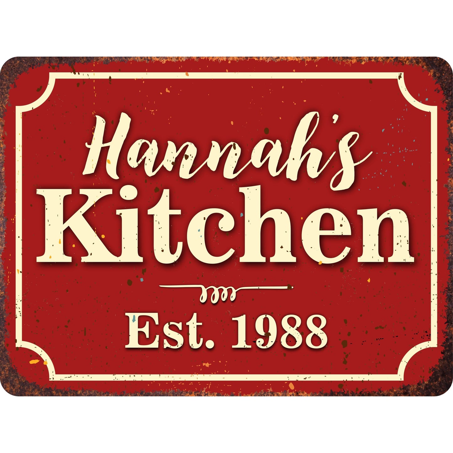 Kitchen Personalized Rustic Aluminum Sign With Distressed Look