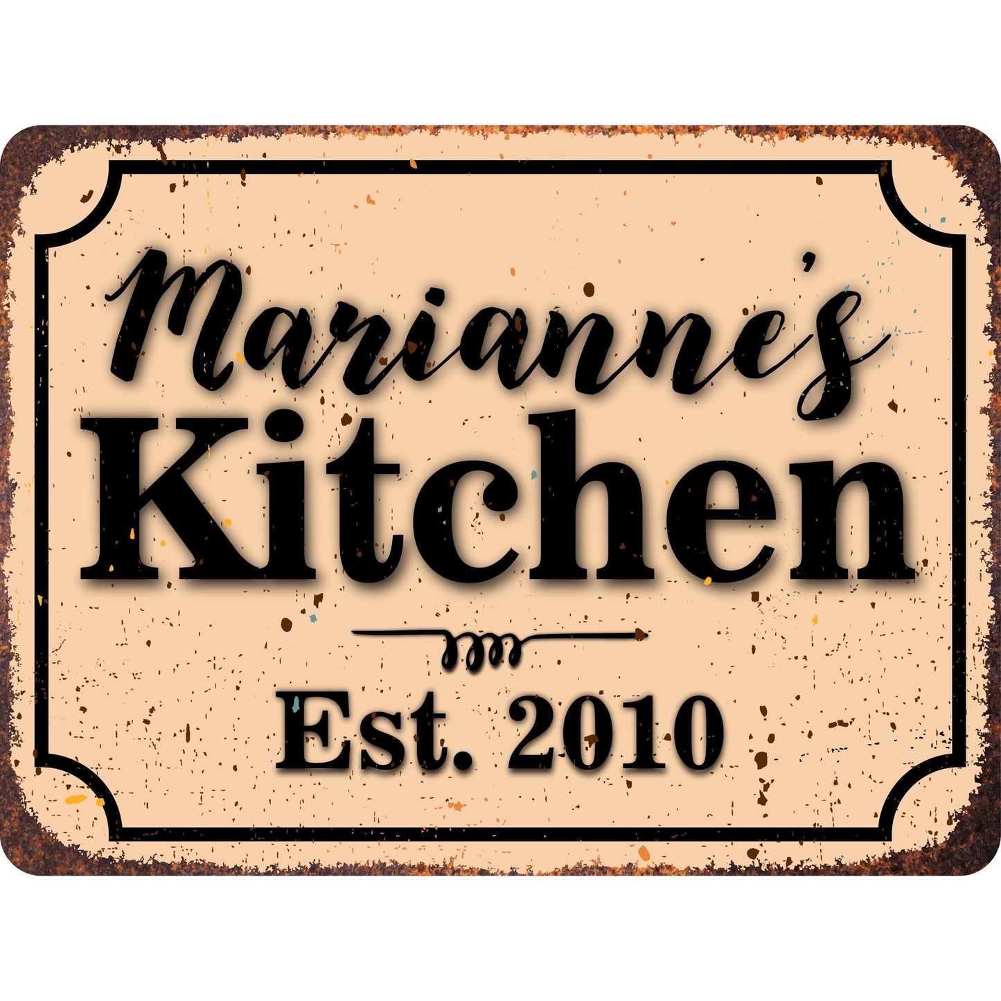 Kitchen Personalized Rustic Aluminum Sign With Distressed Look