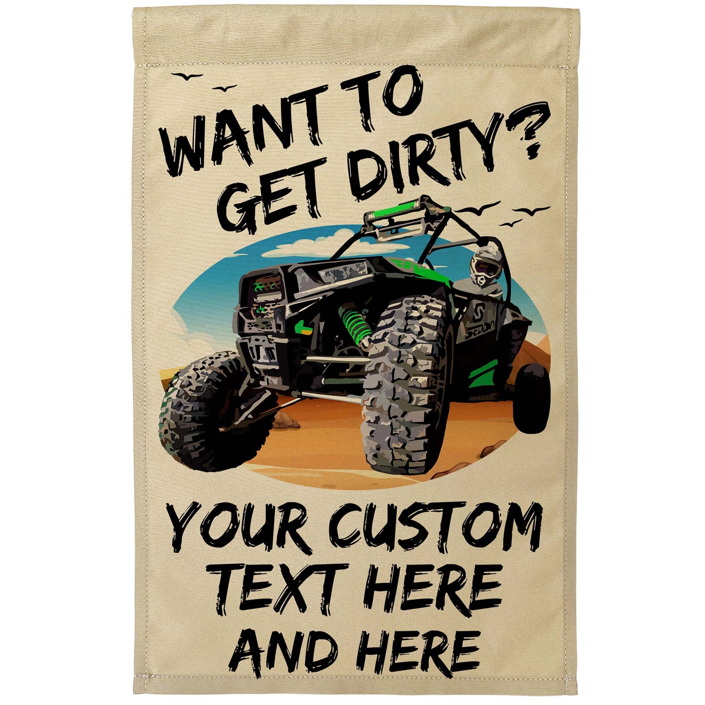 Want to Get Dirty? Personalized Camping Flag with UTV or ATV