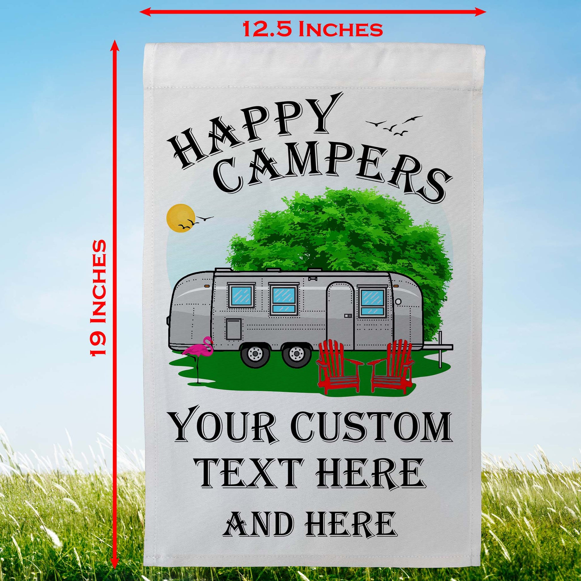 Happy Campers Personalized Camping Flag With Airstream Trailer