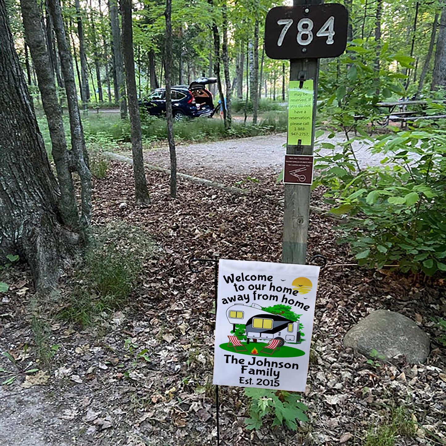 Welcome to Our Home Away from Home Personalized 5th Wheel Campsite Flag