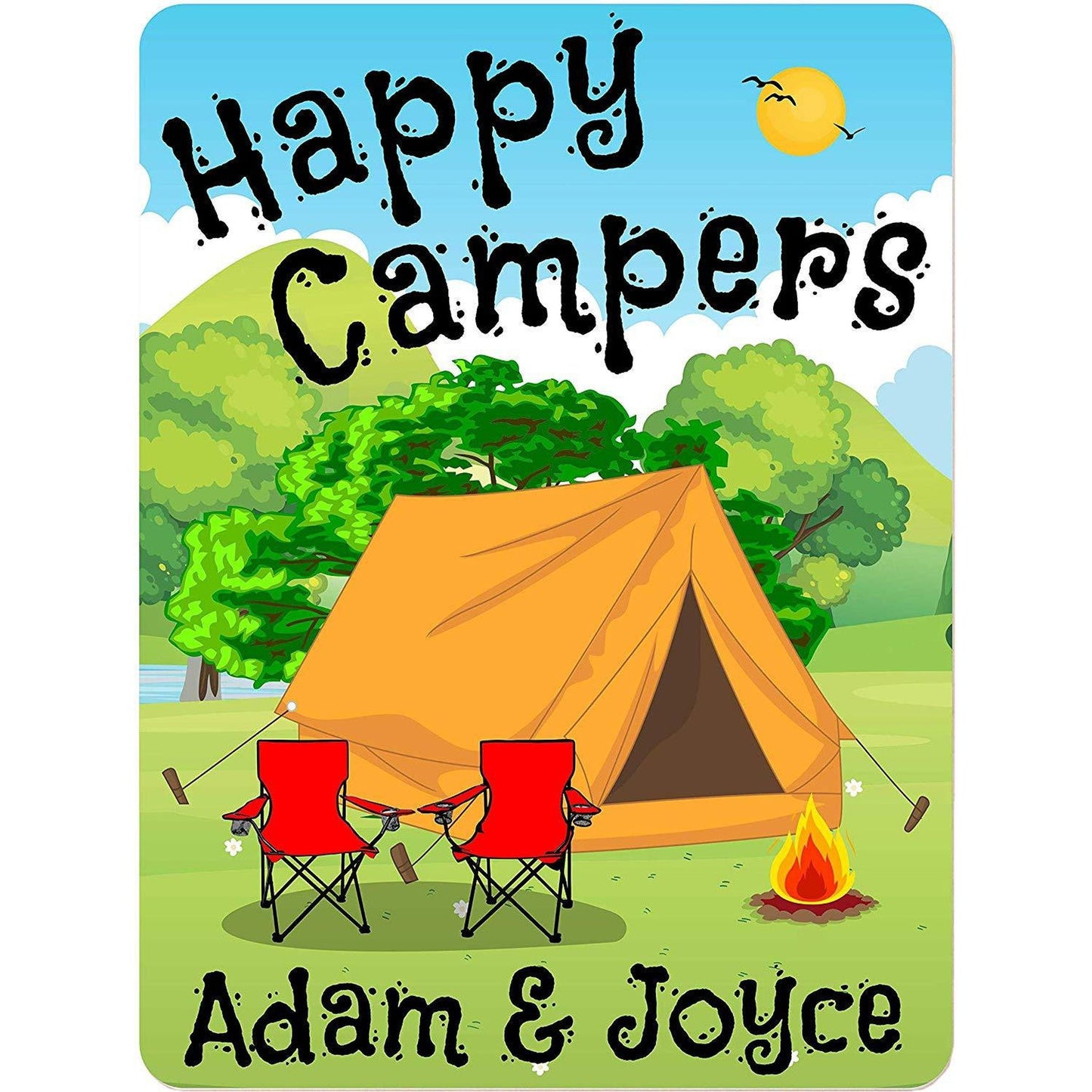 Happy Campers Personalized Aluminum Camping Sign With Tent