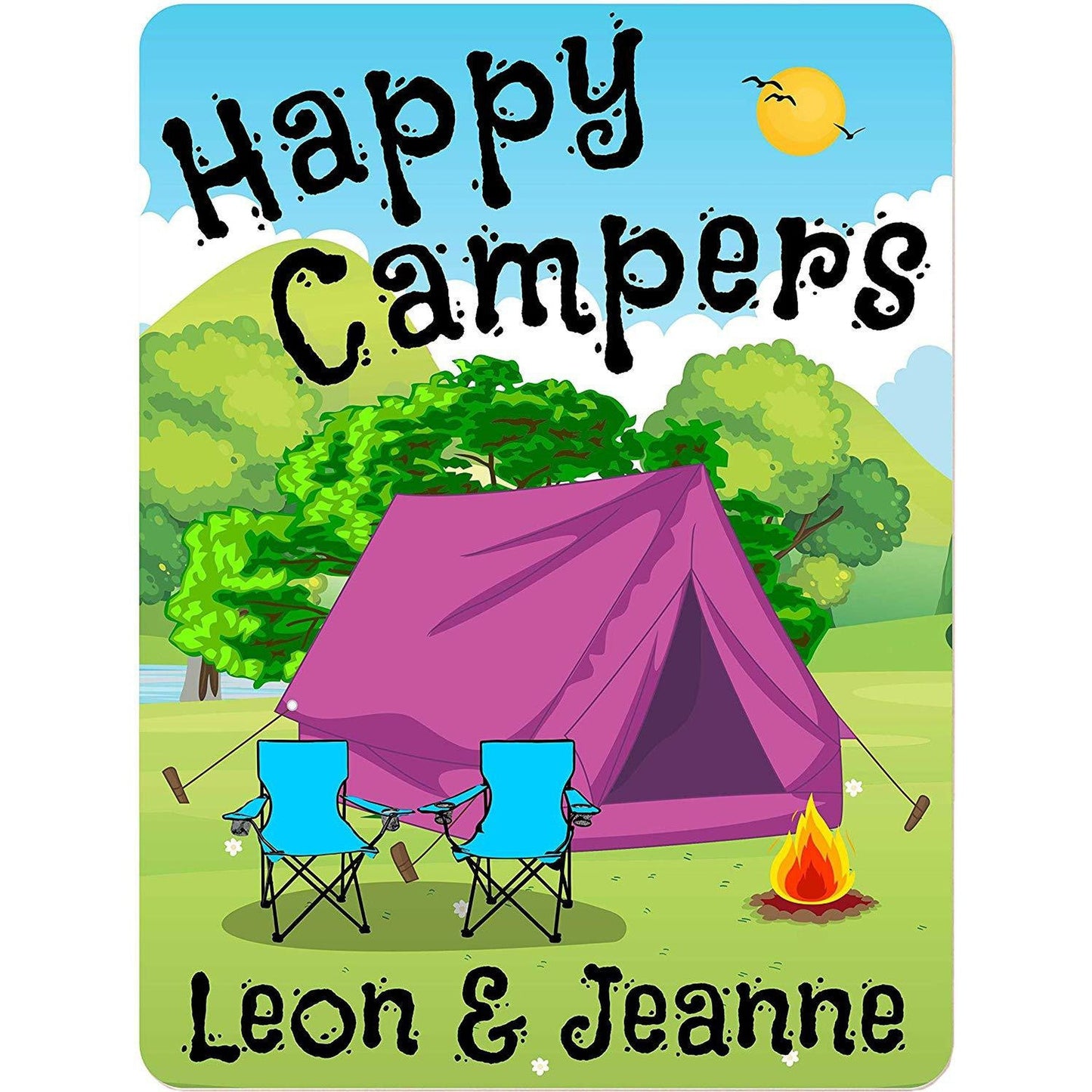 Happy Campers Personalized Aluminum Camping Sign With Tent