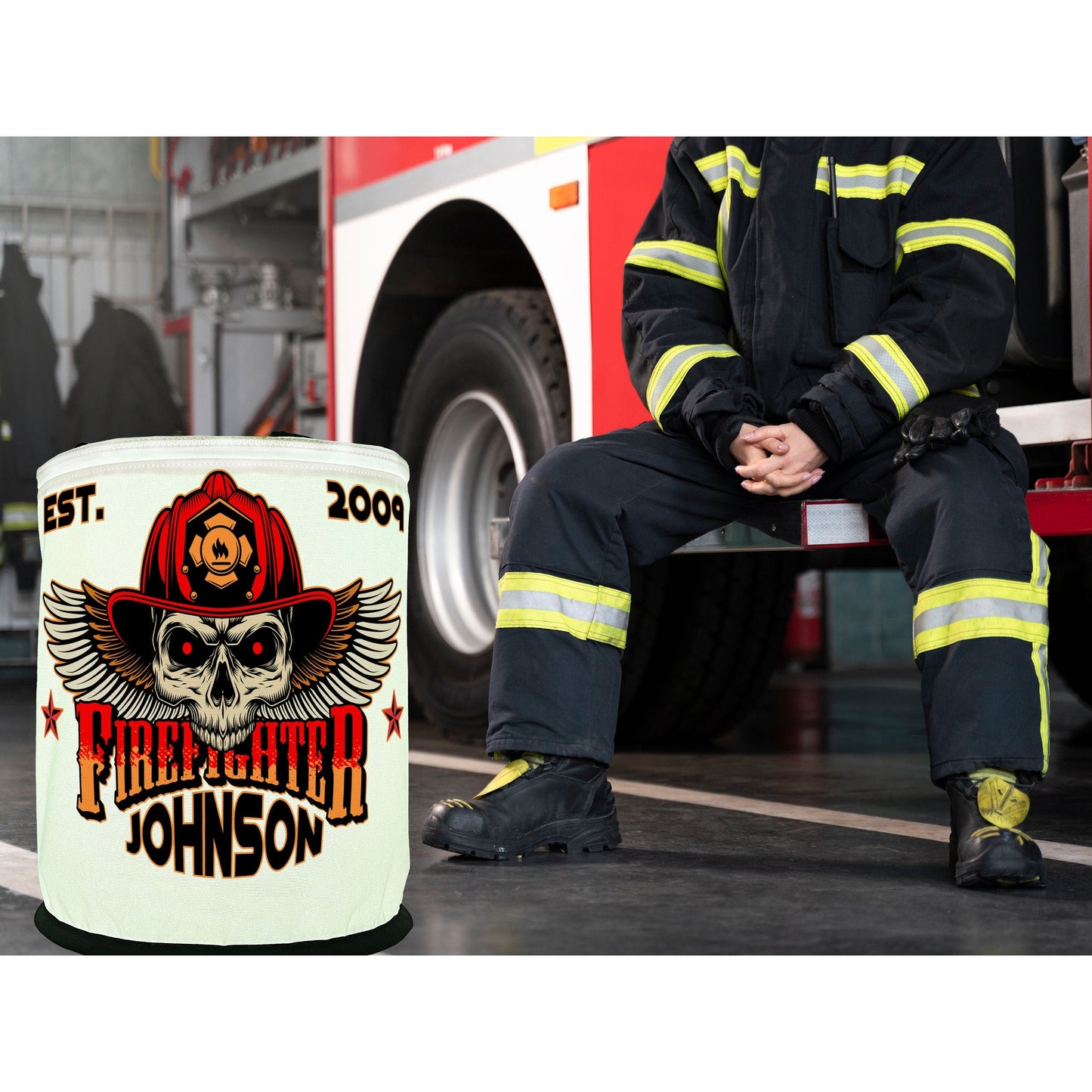 Firefighter Winged Skull LED Decoration