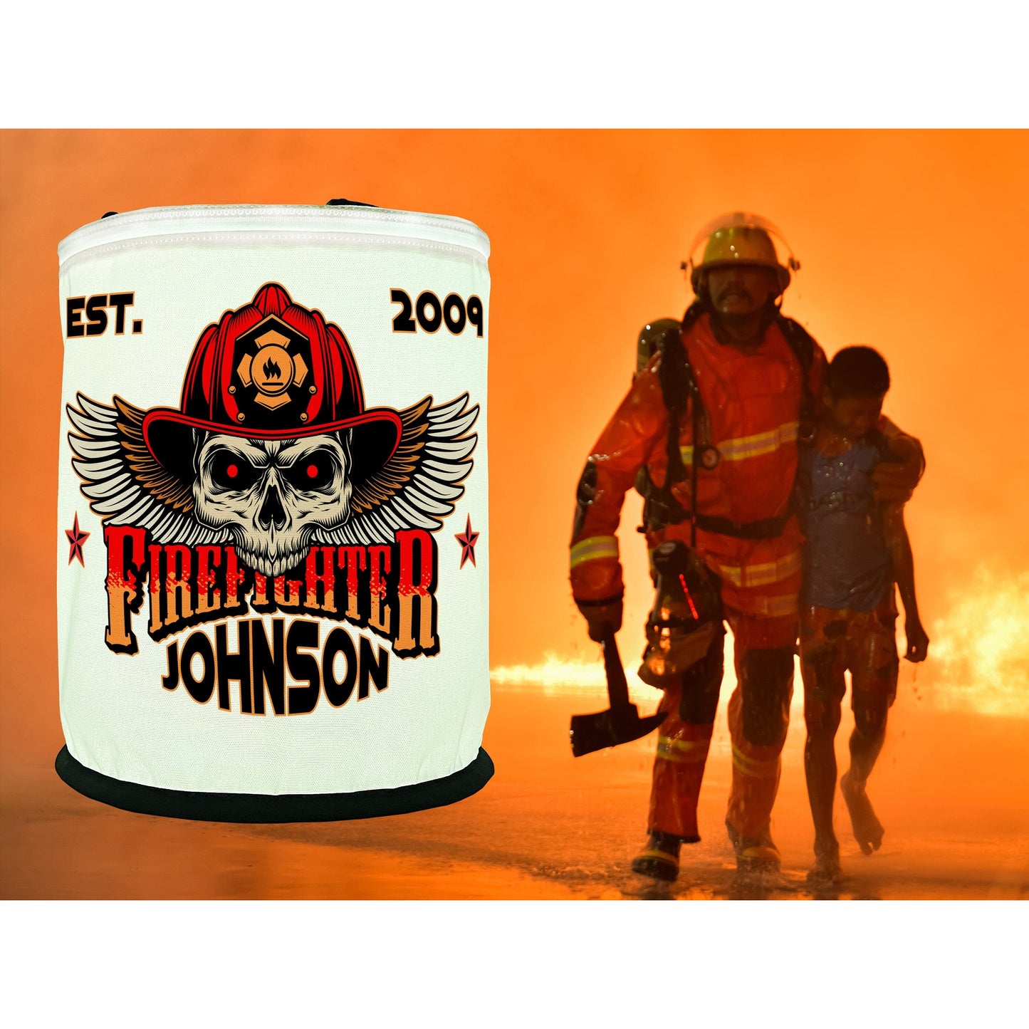 Firefighter Winged Skull LED Decoration