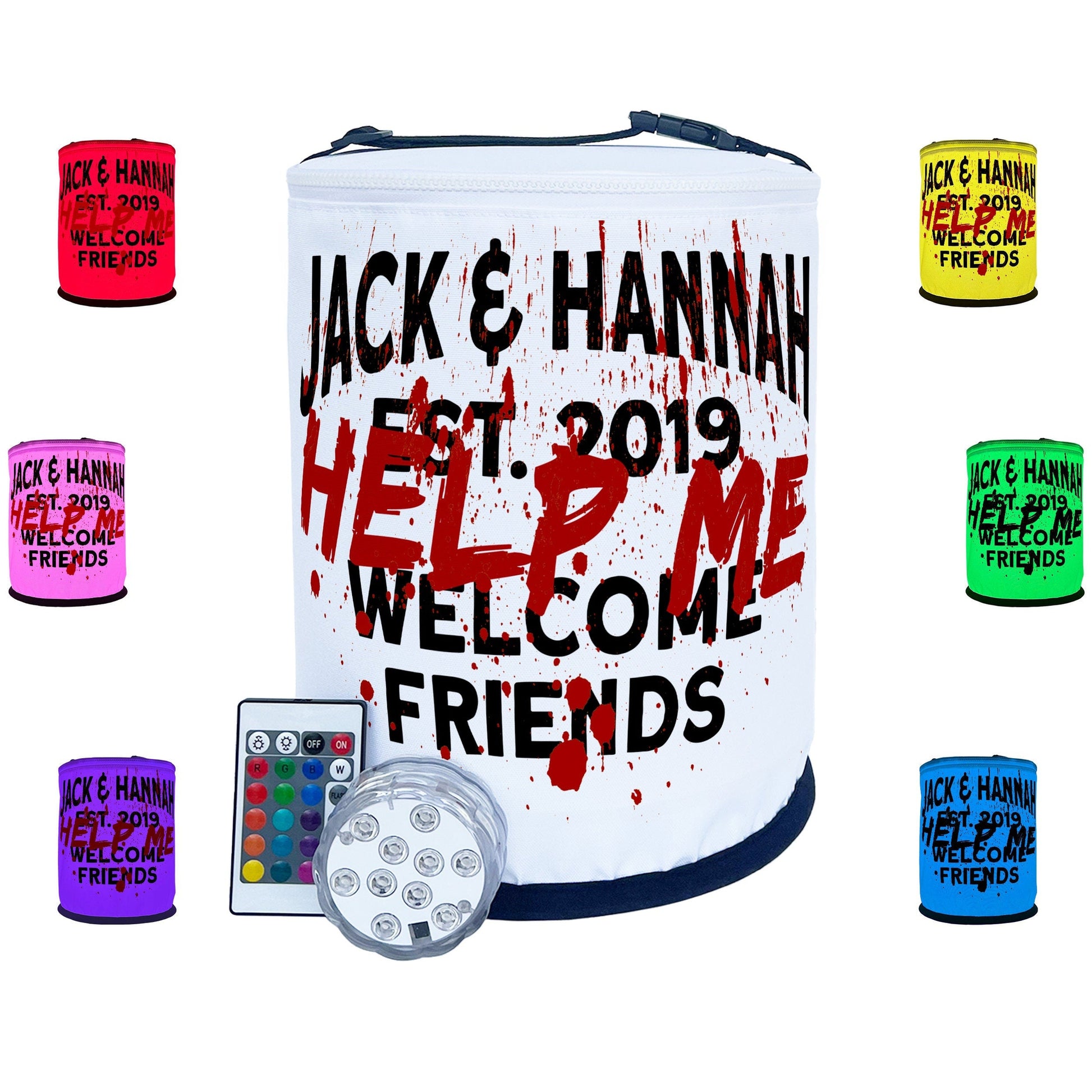 Written in Blood "Help Me" Color Changing LED Halloween Lantern