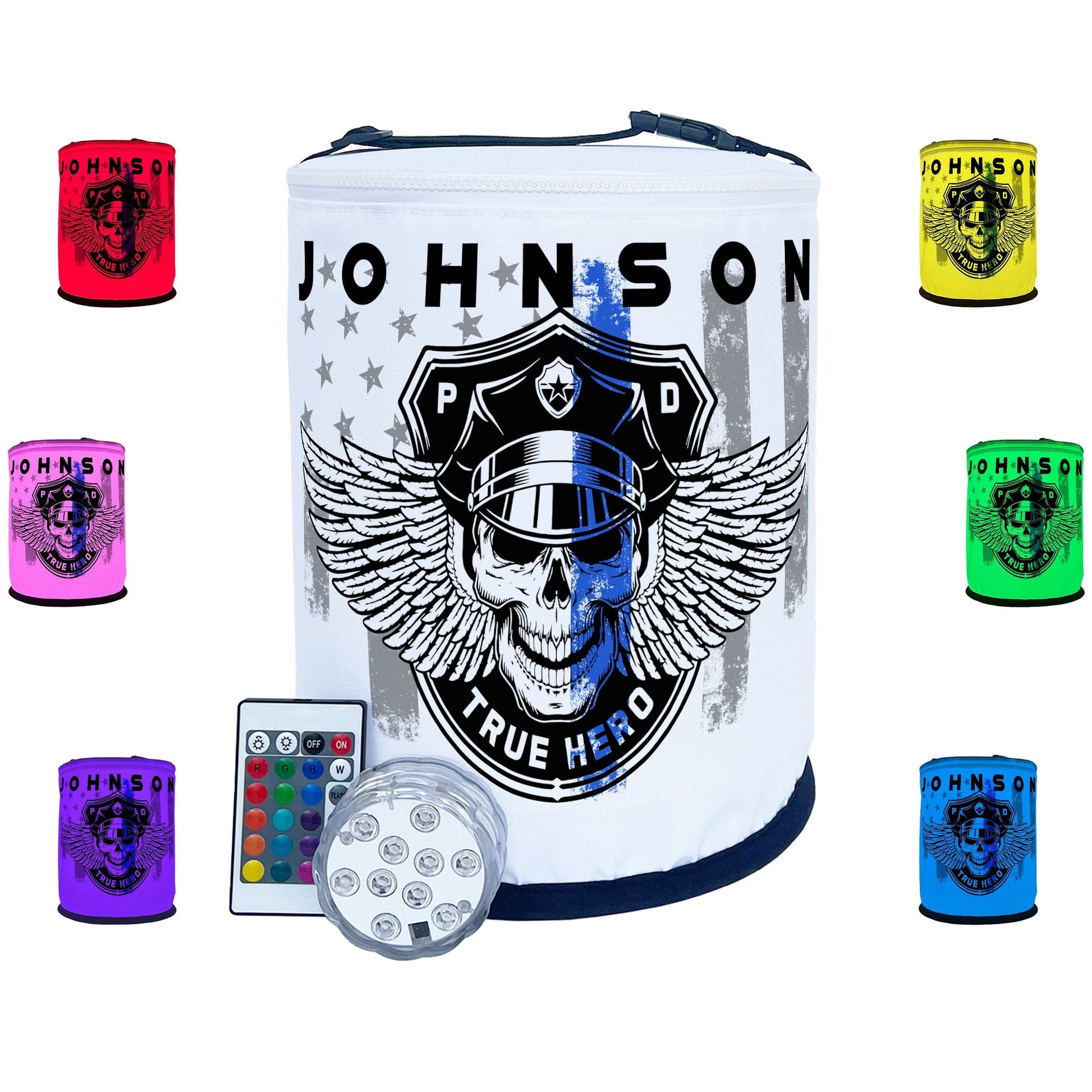Thin Blue Line Winged Skull Police Officer LED Lantern