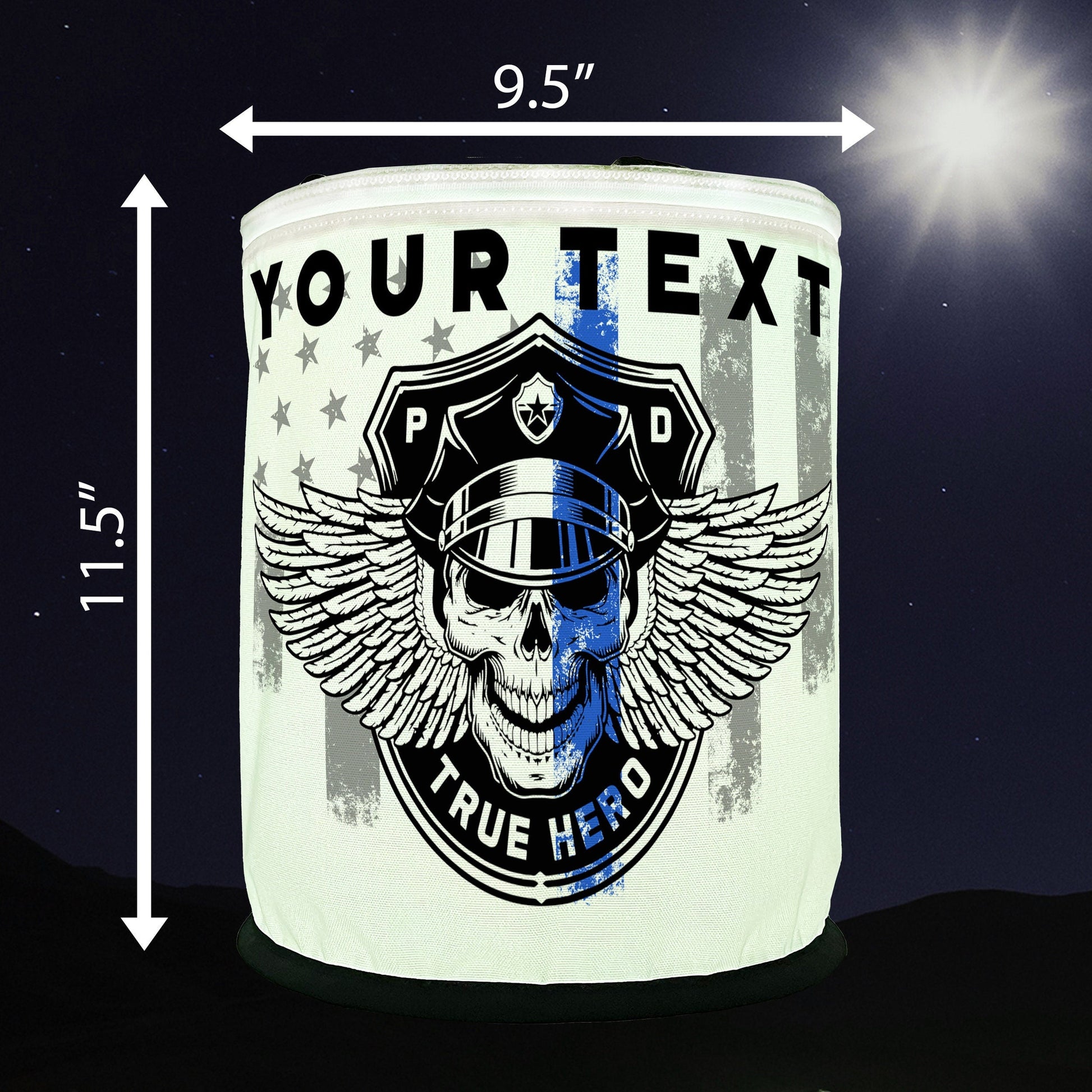 Thin Blue Line Winged Skull Police Officer LED Lantern