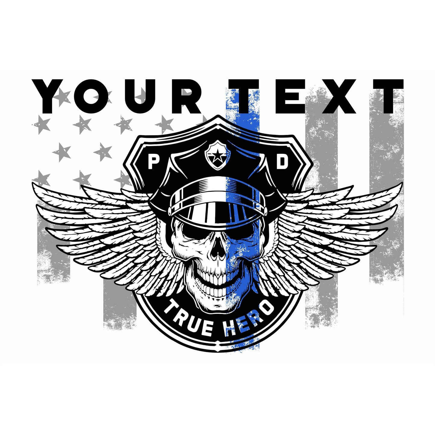 Thin Blue Line Winged Skull Police Officer LED Lantern