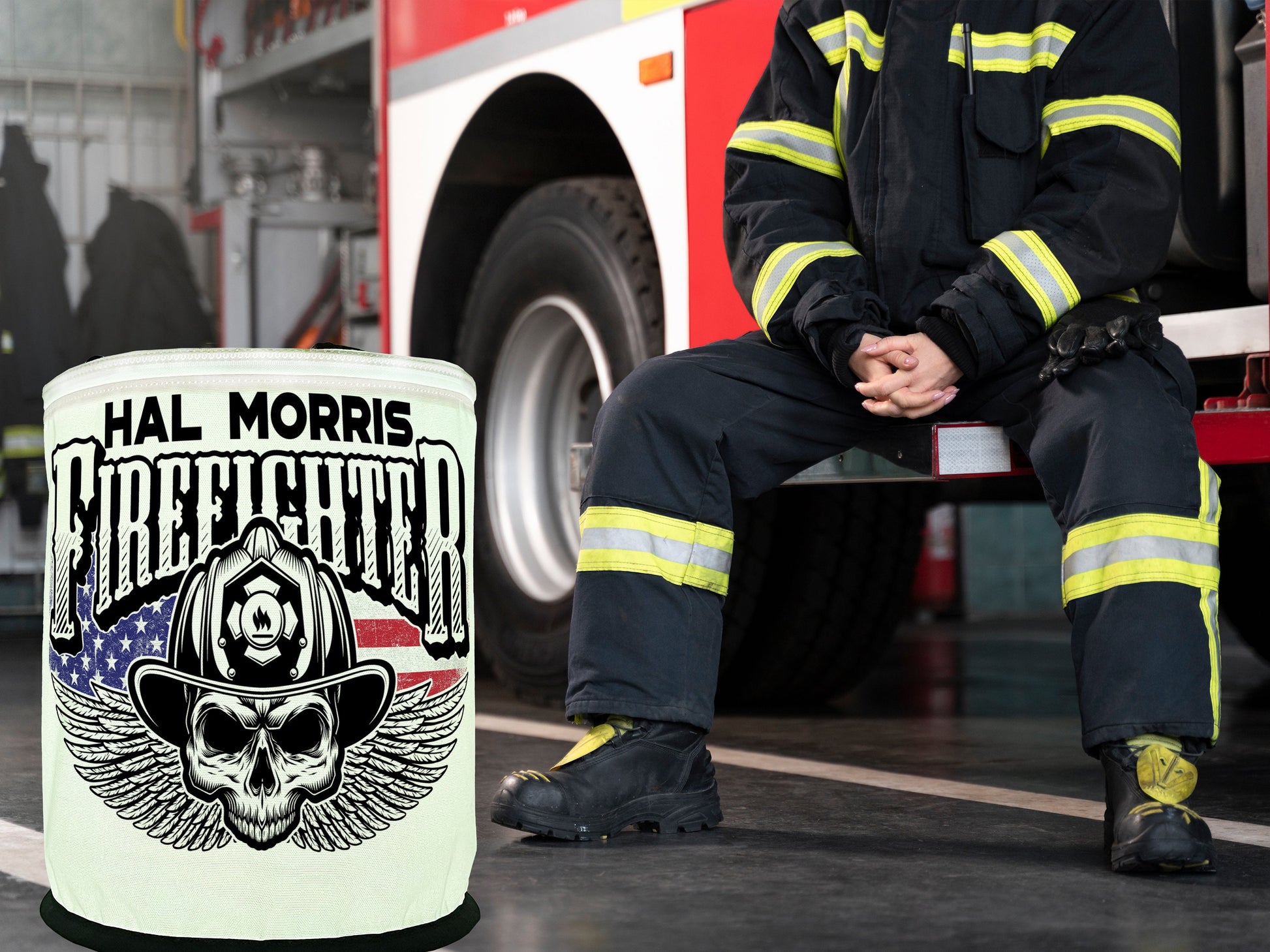 Winged Firefighter Skull Color Changing LED Lantern