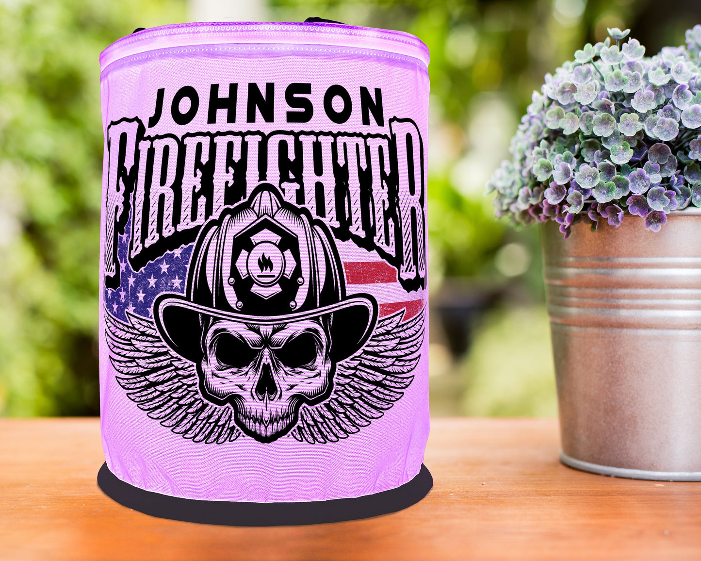 Winged Firefighter Skull Color Changing LED Lantern