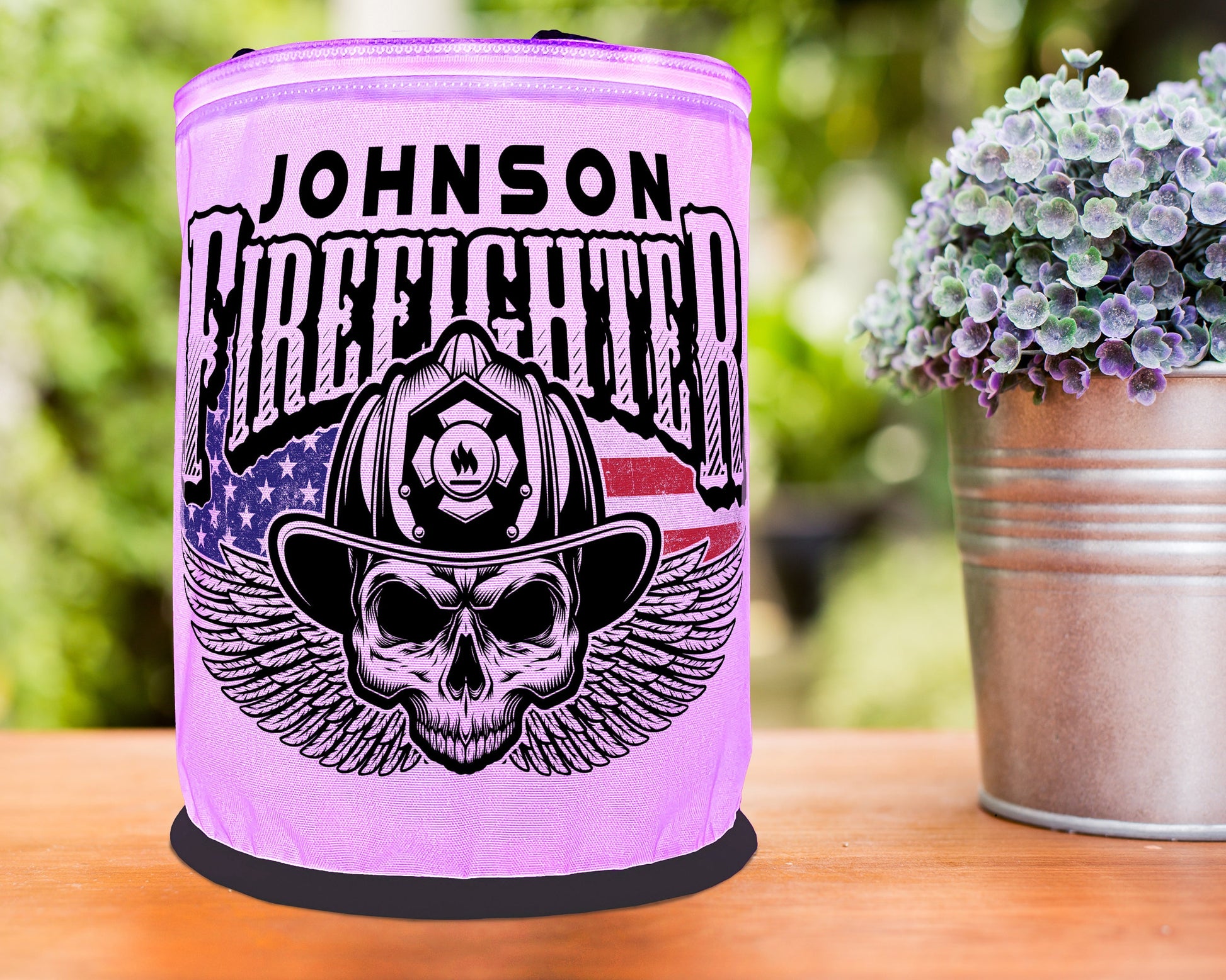 Winged Firefighter Skull Color Changing LED Lantern