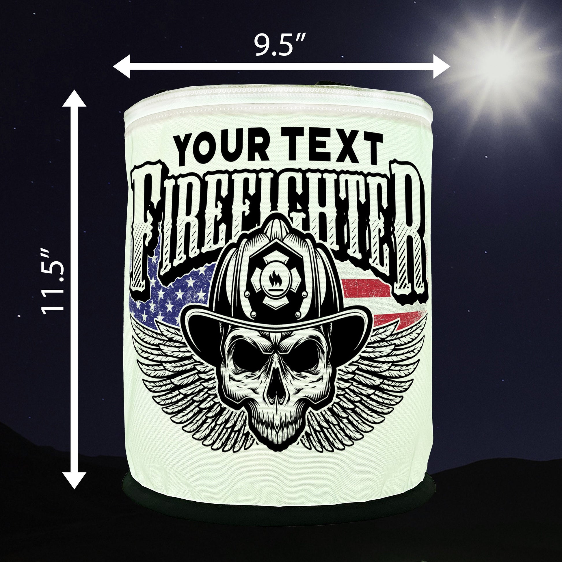 Winged Firefighter Skull Color Changing LED Lantern