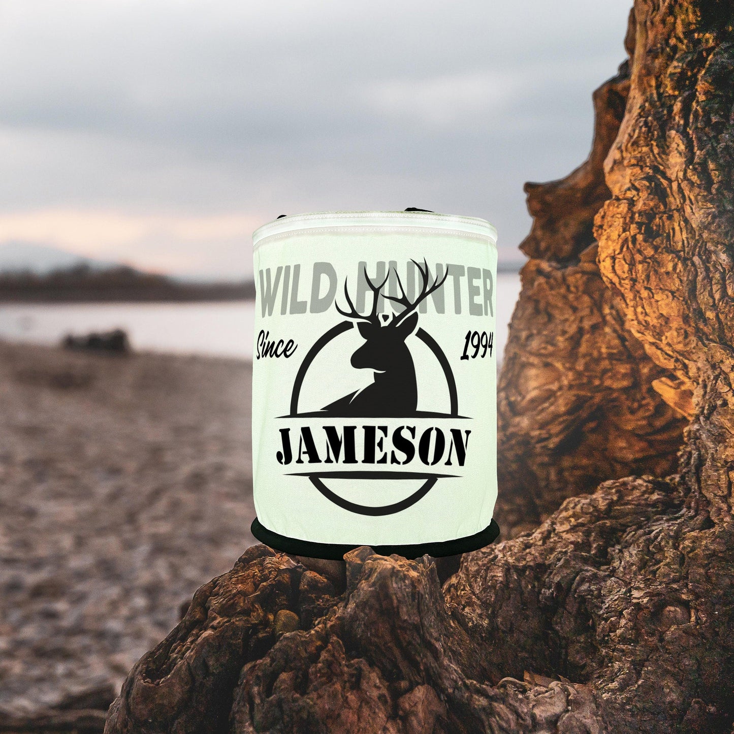 Wild Hunter with Buck Deer Silhouette LED Lantern