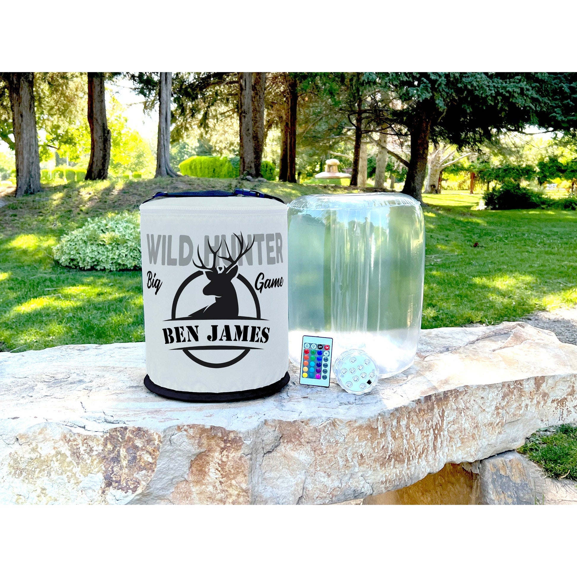 Wild Hunter with Buck Deer Silhouette LED Lantern