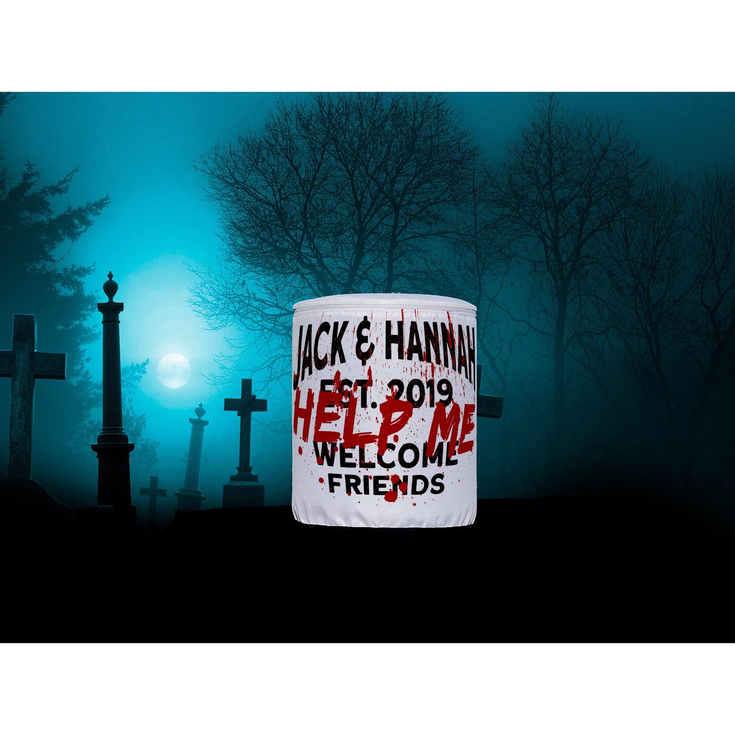 Written in Blood "Help Me" Color Changing LED Halloween Lantern