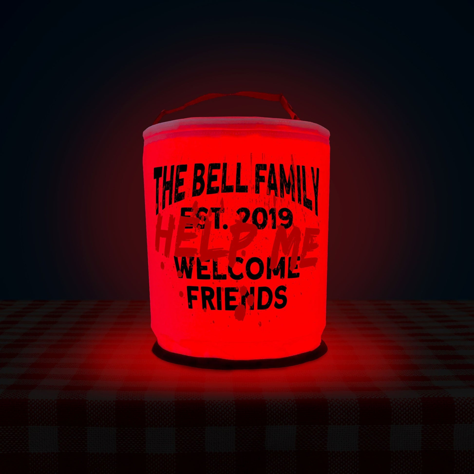 Written in Blood "Help Me" Color Changing LED Halloween Lantern