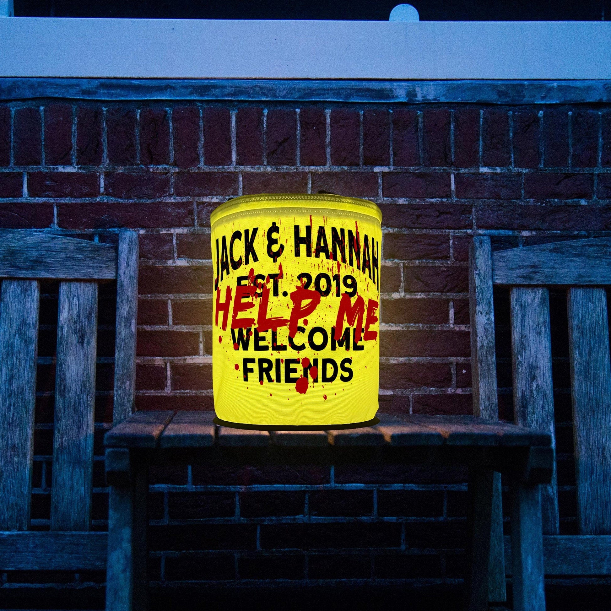 Written in Blood "Help Me" Color Changing LED Halloween Lantern