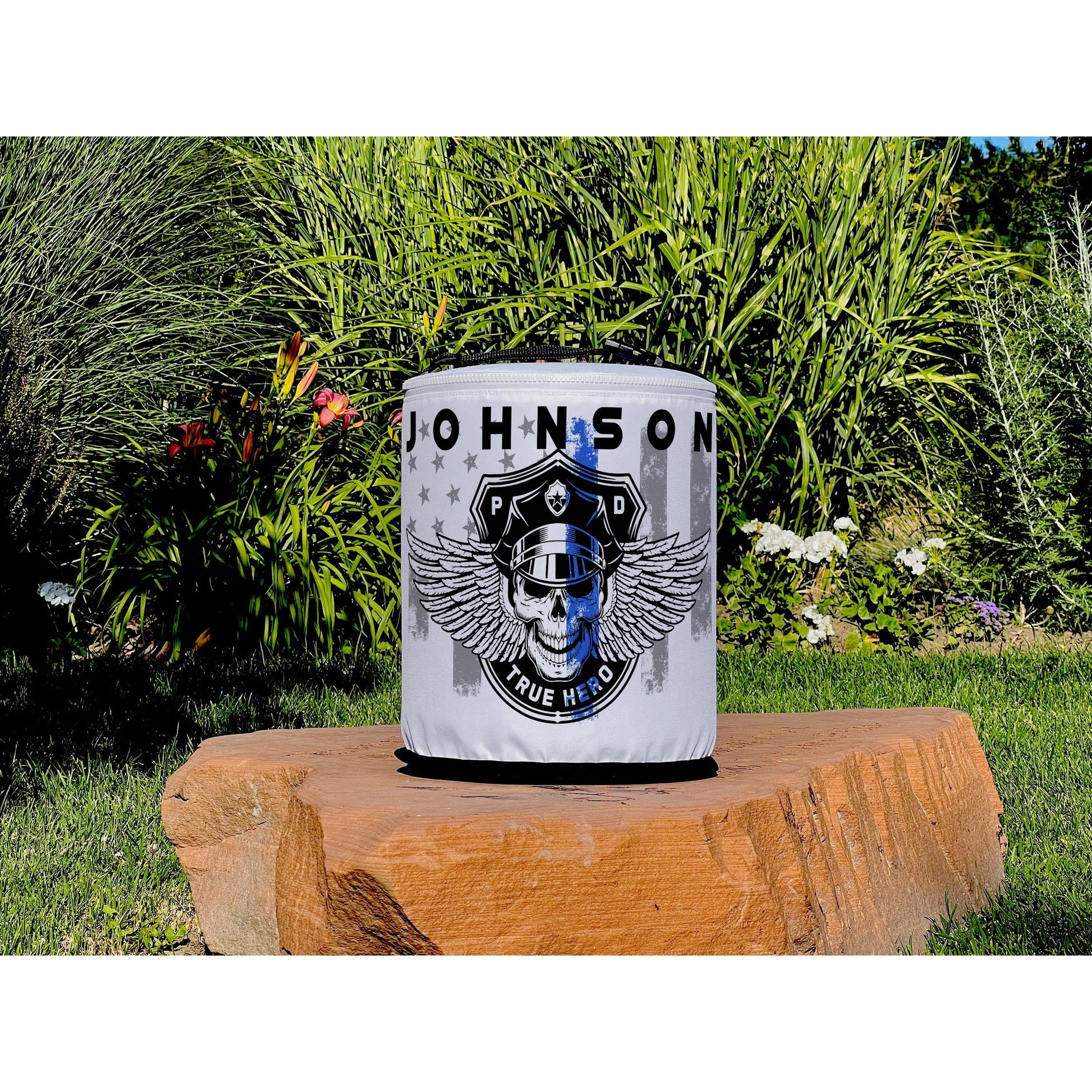 Thin Blue Line Winged Skull Police Officer LED Lantern