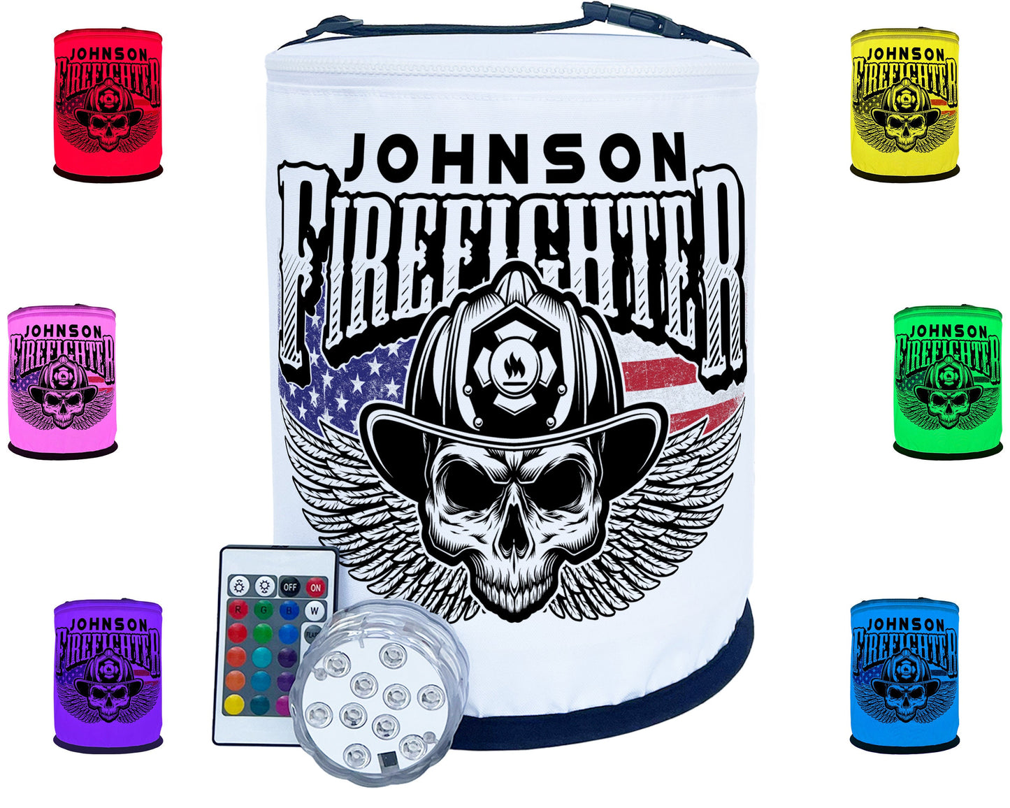 Winged Firefighter Skull Color Changing LED Lantern