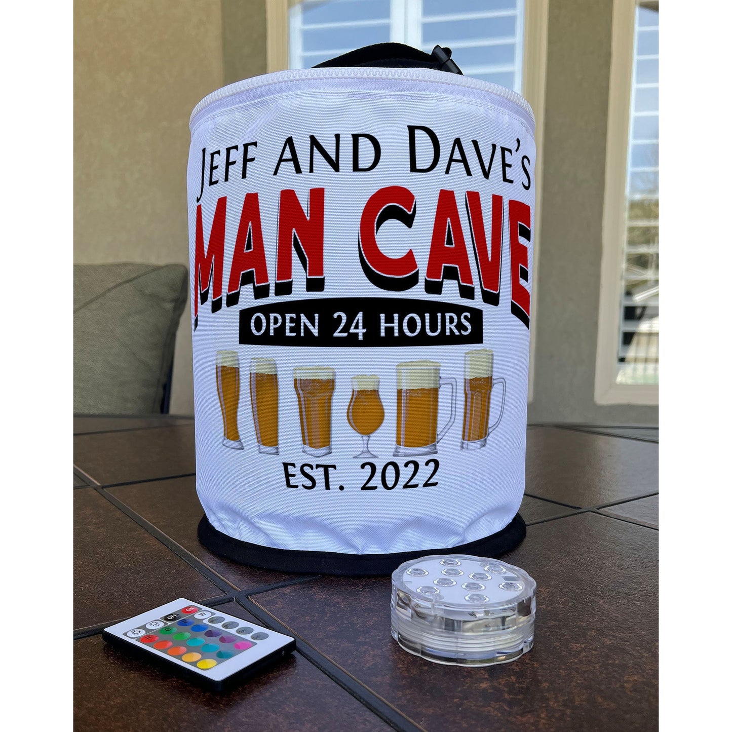 Man Cave Open 24 Hours LED Color Changing Lantern