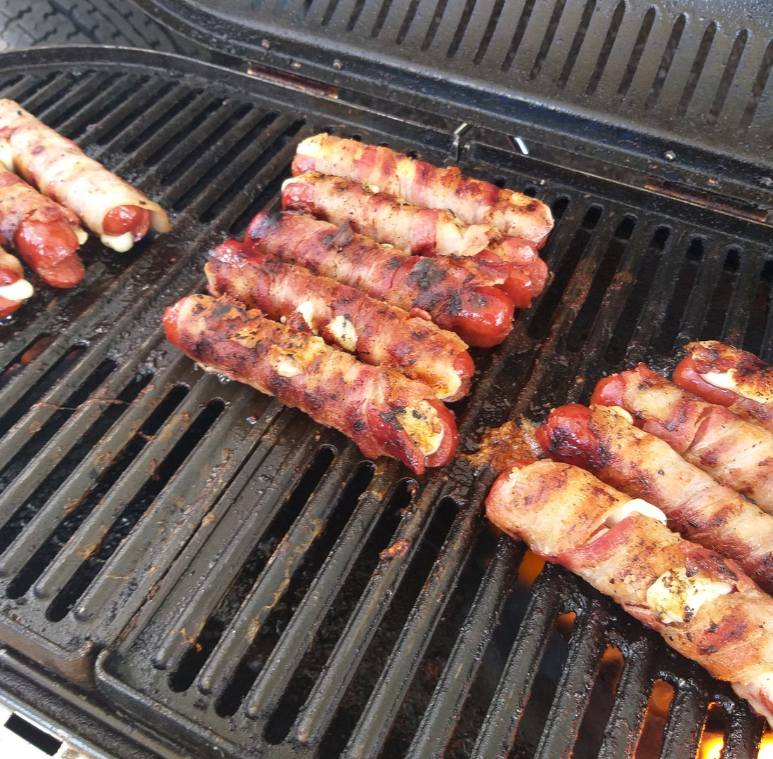 Bacon-Wrapped Cheese-Stuffed Hot Dogs